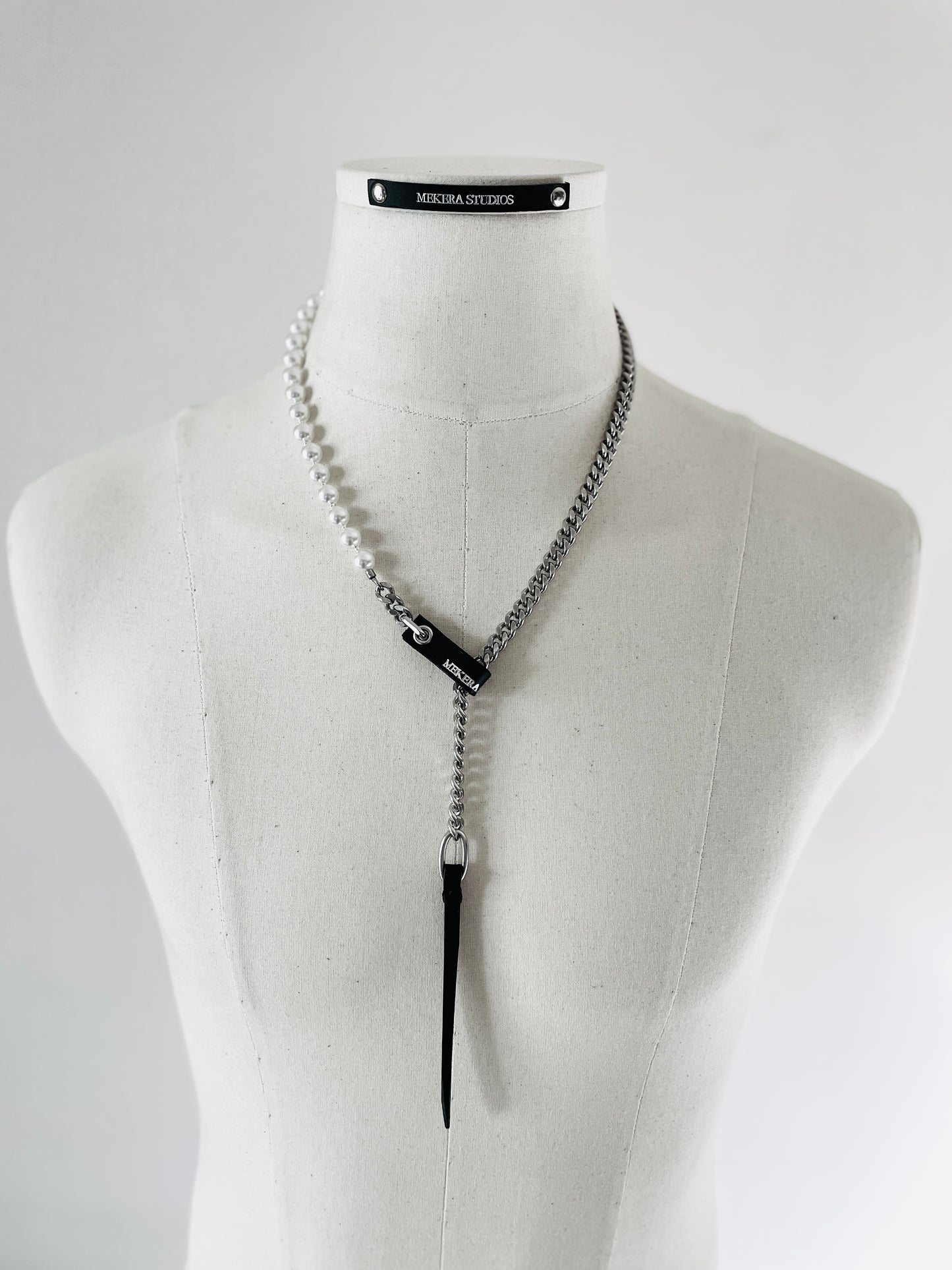 Wings12 - SOAR collection Pearl Leather Chain Necklace Limited Edition Handcrafted - MEKERA STUDIOS