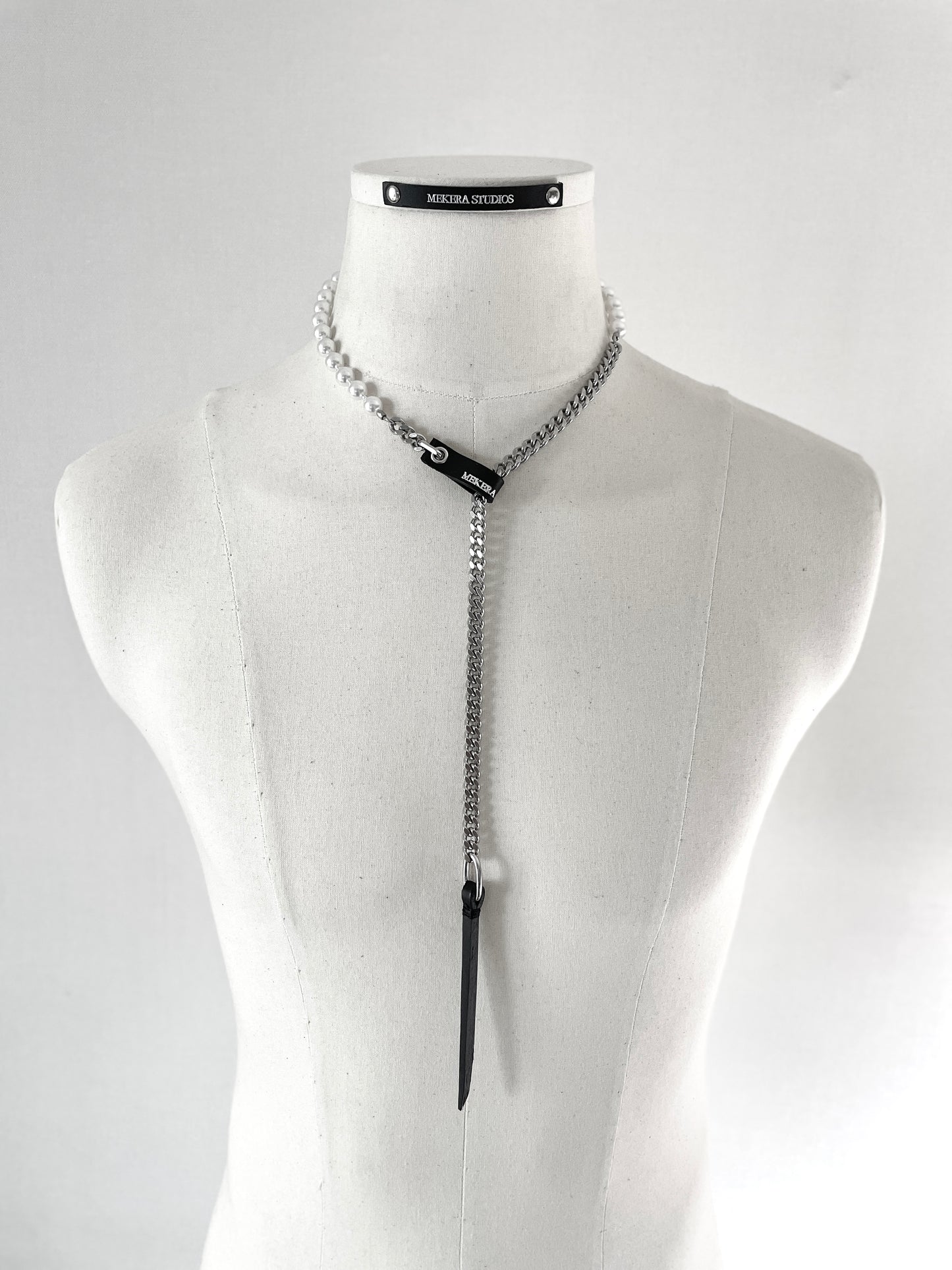 Wings12 - SOAR collection Pearl Leather Chain Necklace Limited Edition Handcrafted - MEKERA STUDIOS