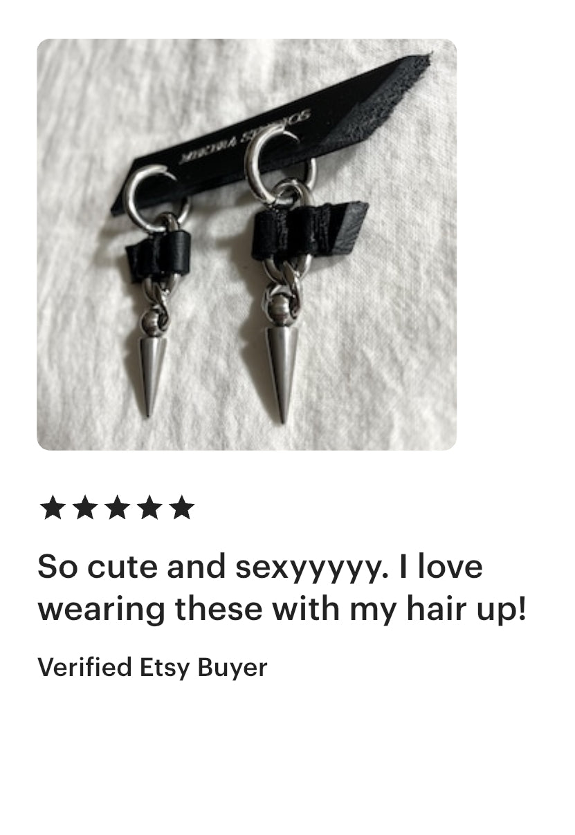 Wings14 Leather Spike Earrings -MEKERA STUDIOS