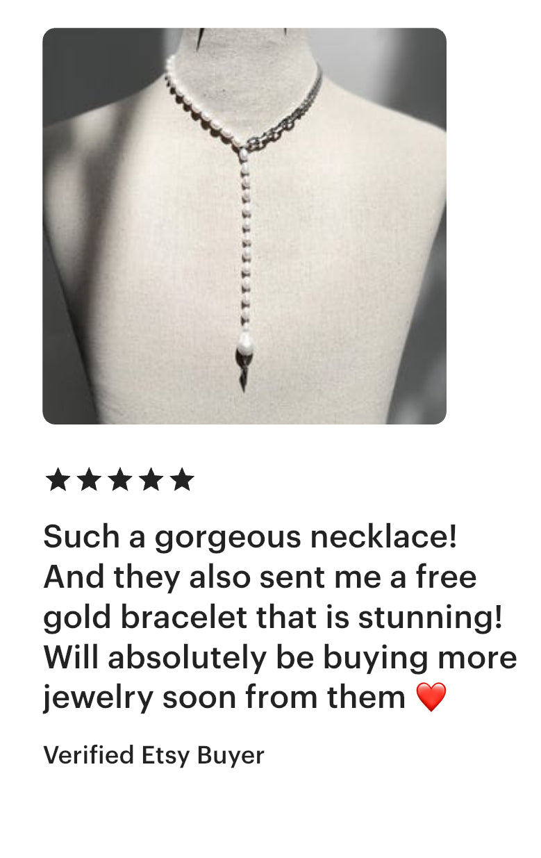 True Pearl Necklace NP16 Y-shaped Limited Edition Handcrafted - MEKERA STUDIOS