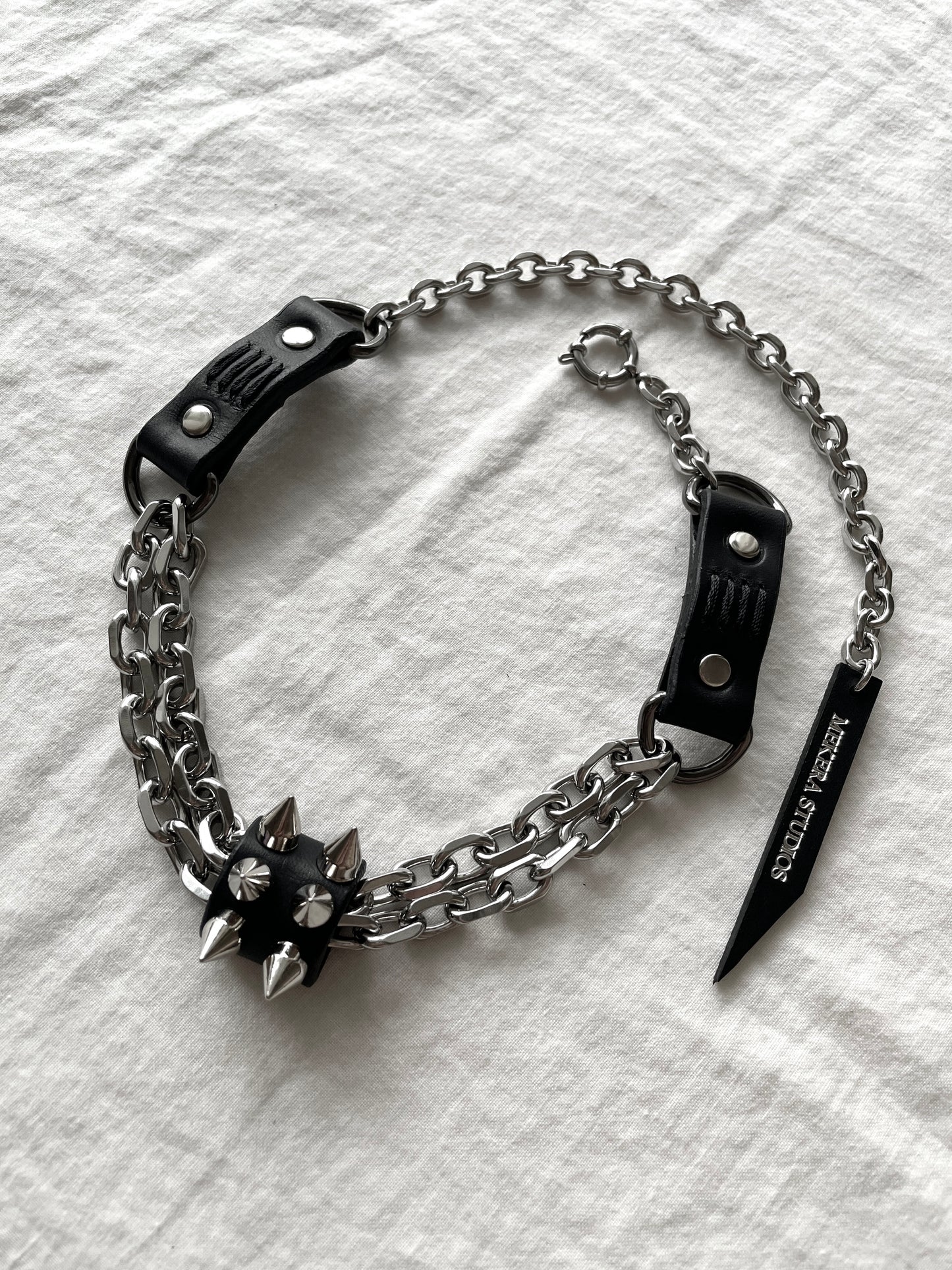 CX1-1 Leather Spike Choker Limited Edition Handcrafted For women For men - MEKERA STUDIOS