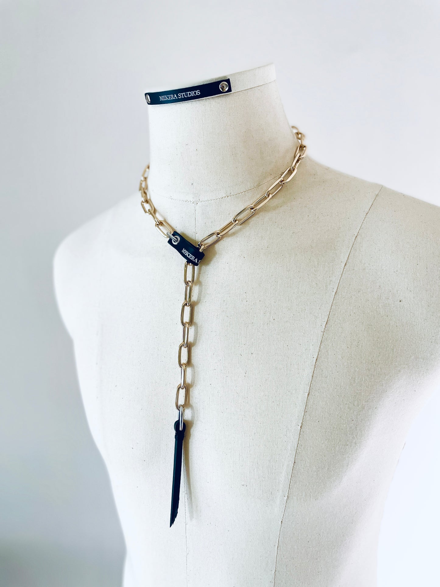 Wings10 - SOAR collection Leather Gold Chain Necklace Limited Edition Handcrafted - MEKERA STUDIOS
