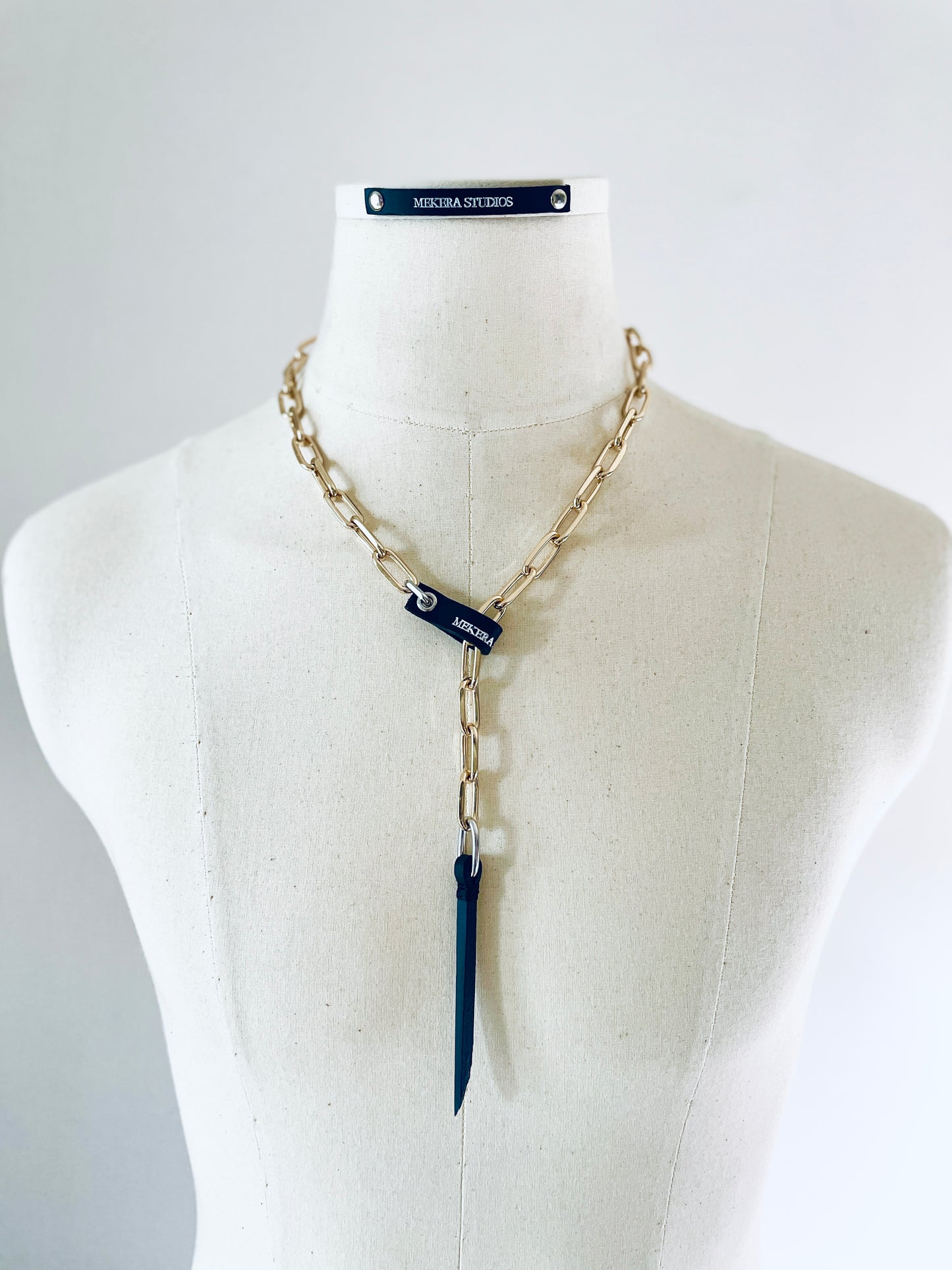 Wings10 - SOAR collection Leather Gold Chain Necklace Limited Edition Handcrafted - MEKERA STUDIOS