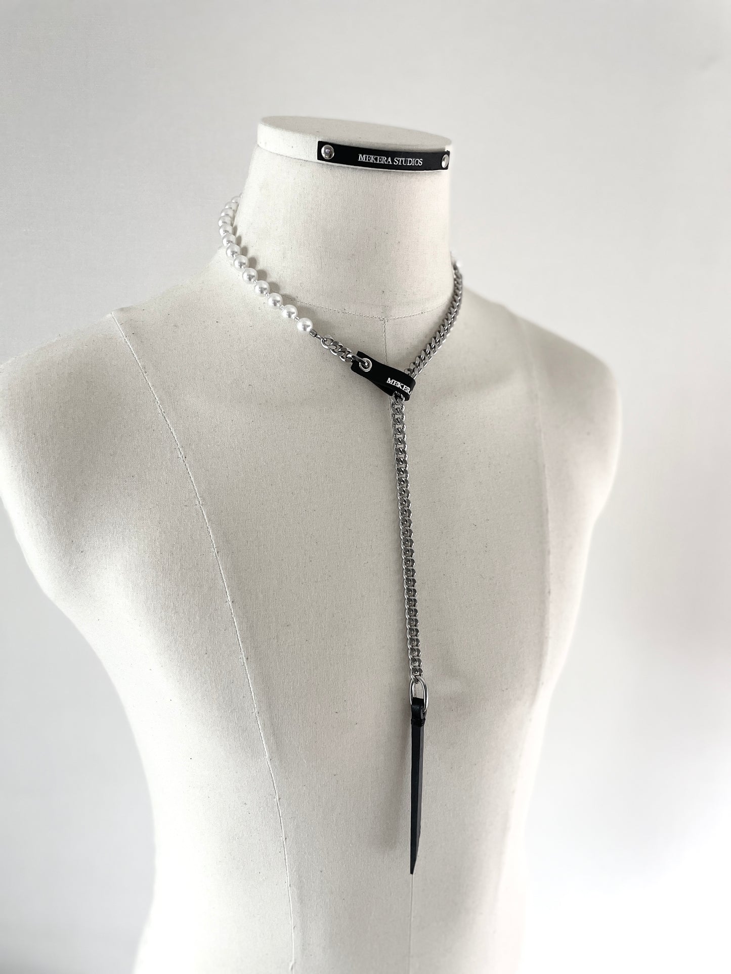 Wings12 - SOAR collection Pearl Leather Chain Necklace Limited Edition Handcrafted - MEKERA STUDIOS