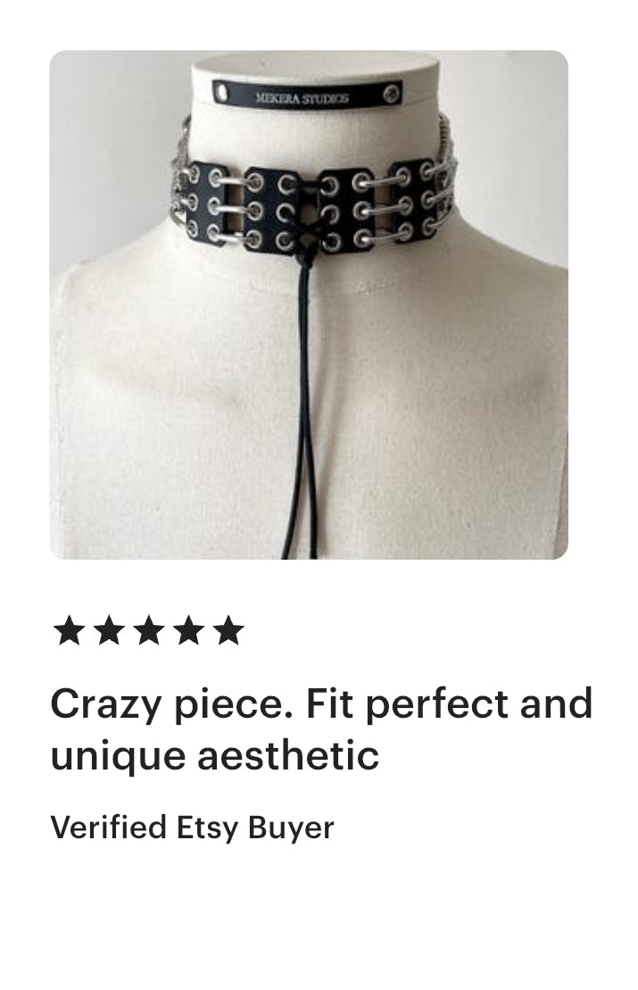 NP4 Red Corset Leather Choker Limited Edition Handcrafted - MEKERA STUDIOS
