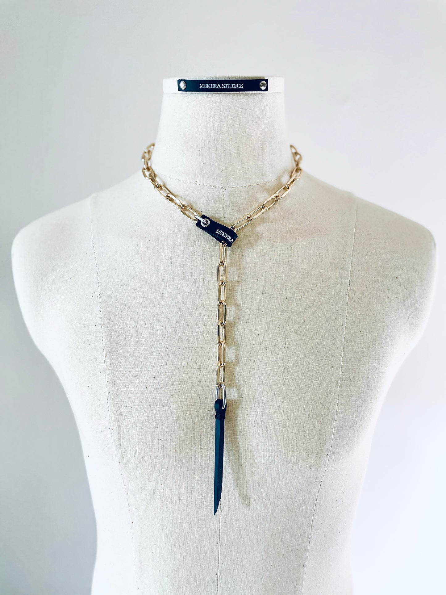 Wings10 - SOAR collection Leather Gold Chain Necklace Limited Edition Handcrafted - MEKERA STUDIOS