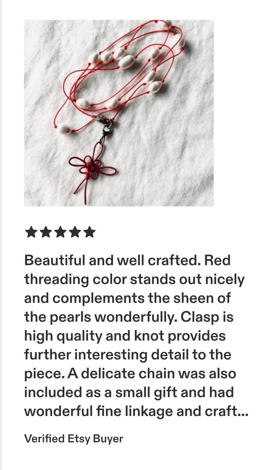 Handcrafted Korean Norigae Knot Pearl Necklace, limited edition by artisans