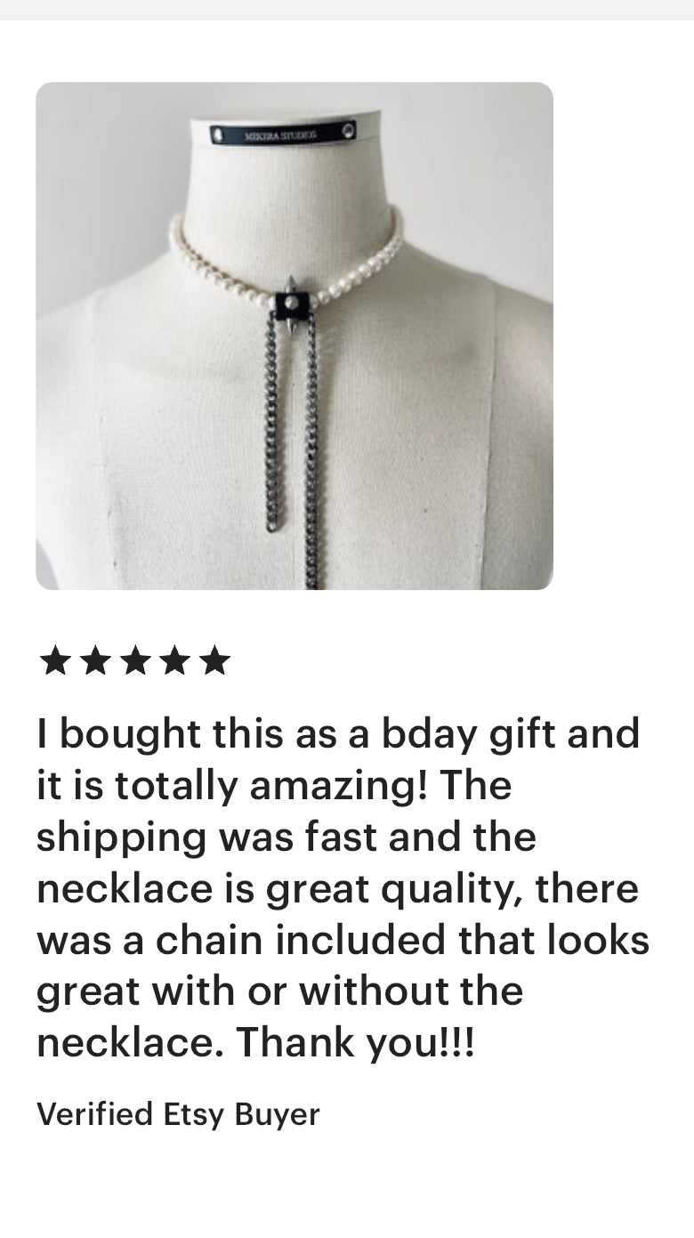 SX2 Pearl Limited Edition Handcrafted Choker Spike Necklace Leather - MEKERA STUDIOS