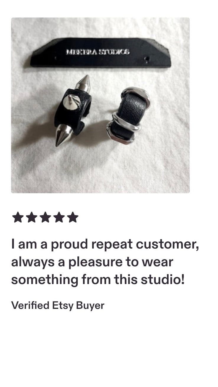 Handcrafted Leather Spike Ear Cuff M-10 limited edition by artisans ー MEKERA STUDIOS