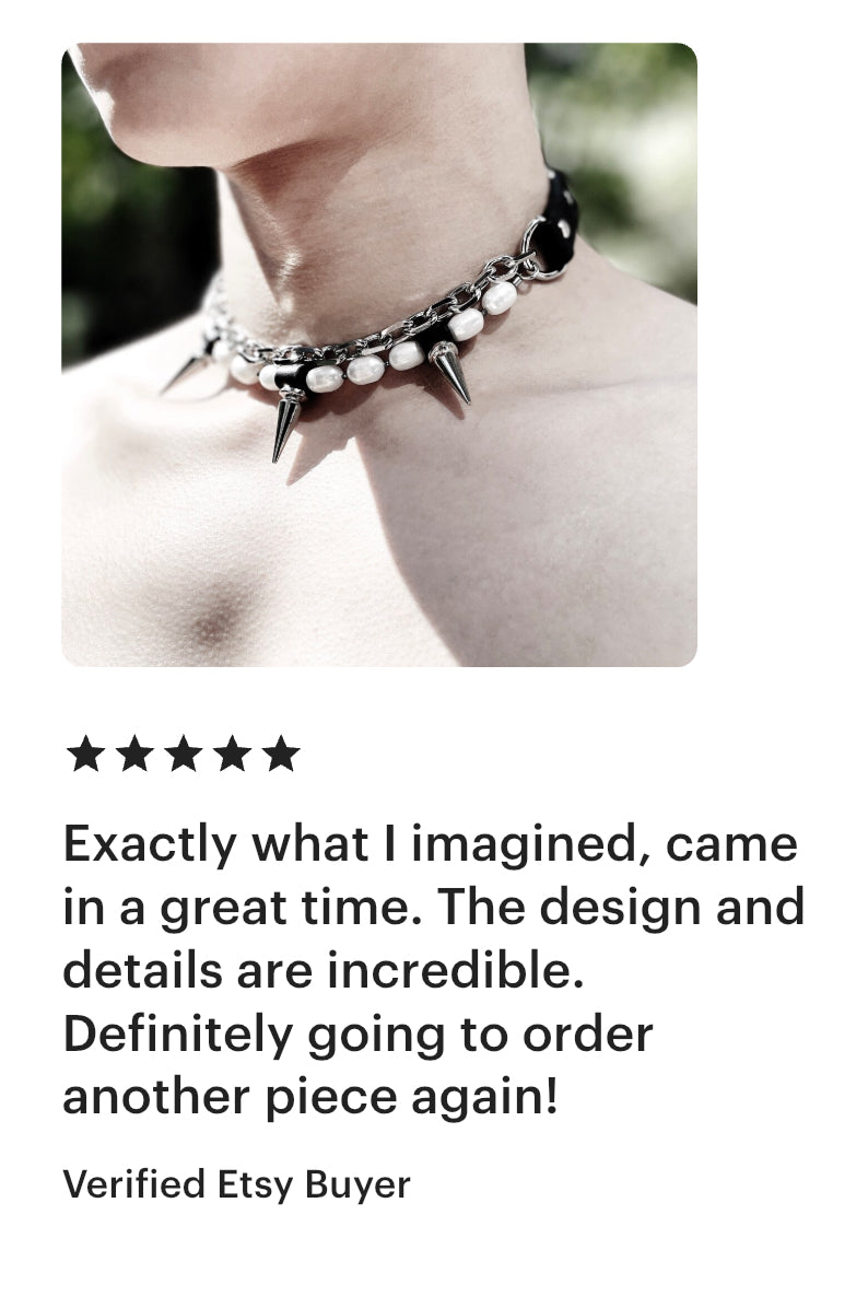 PK2 Pearl Spike Necklace Choker Limited Edition Handcrafted - MEKERA STUDIOS
