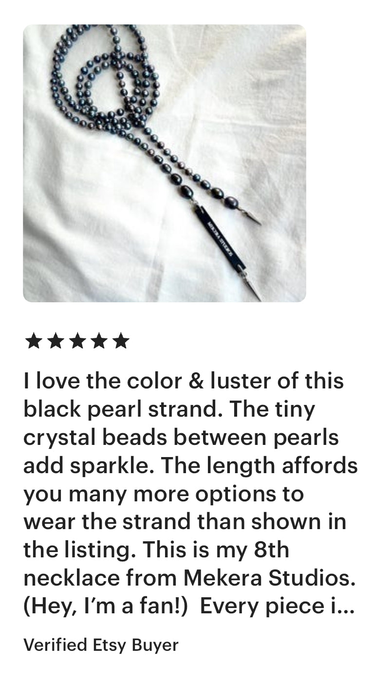 True Black Pearl Necklace NP10 Spike multiple Long chain N-PUNK collection Handcrafted MEKERA STUDIOS