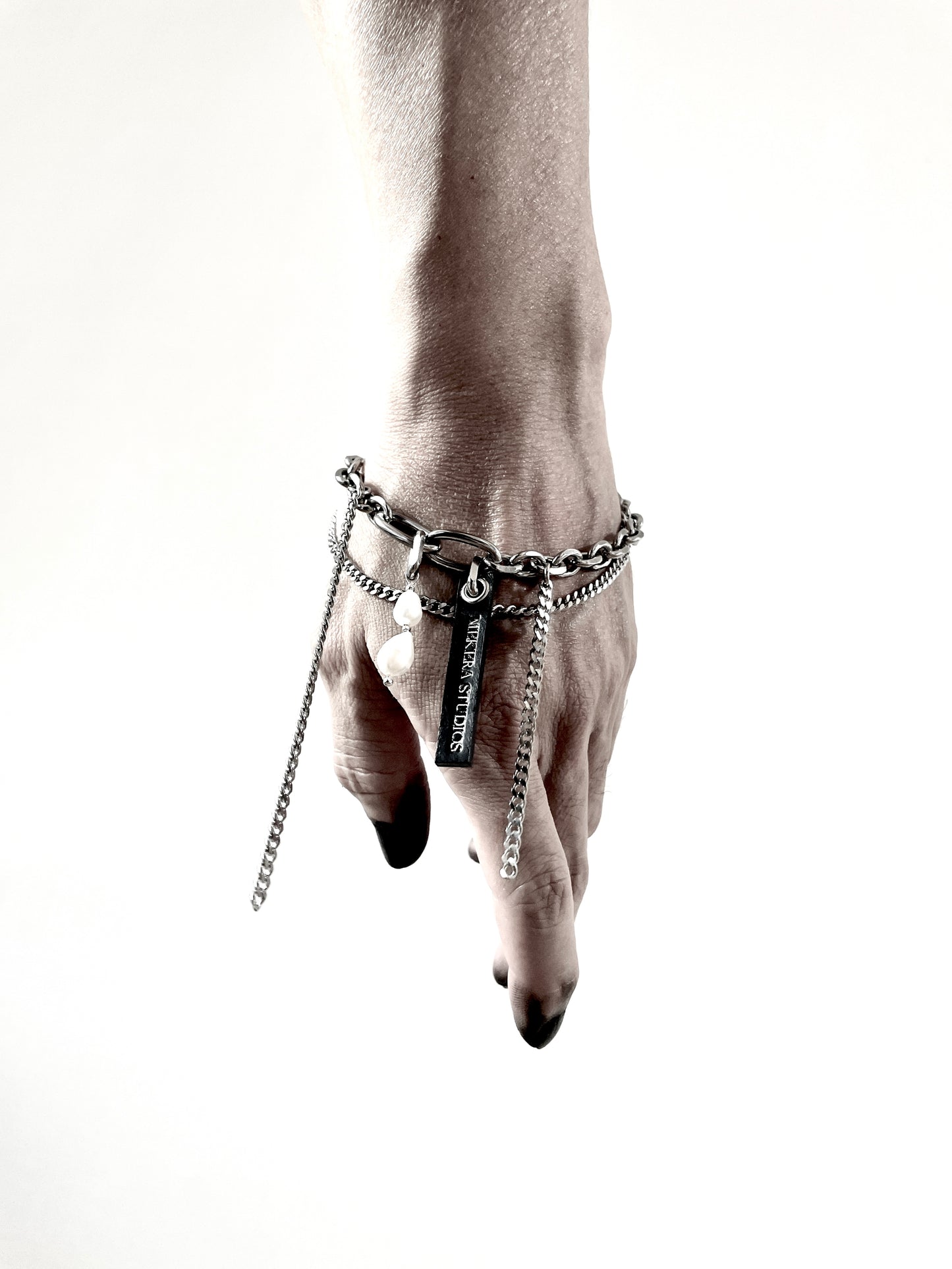 Layered Chain & Pearl Bracelet J-5 Collection { J } - MEKERA STUDIOS
