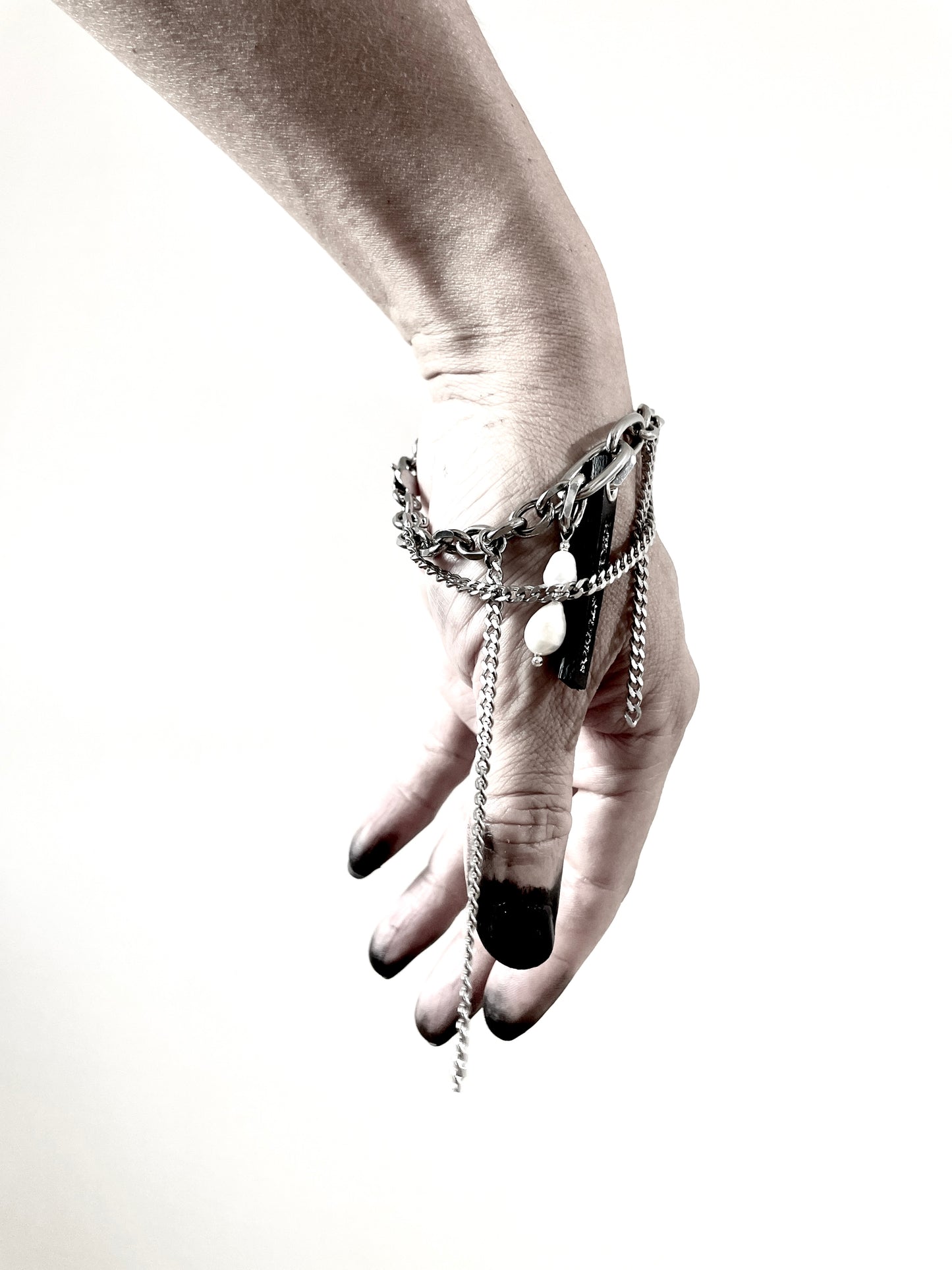 Layered Chain & Pearl Bracelet J-5 Collection { J } - MEKERA STUDIOS