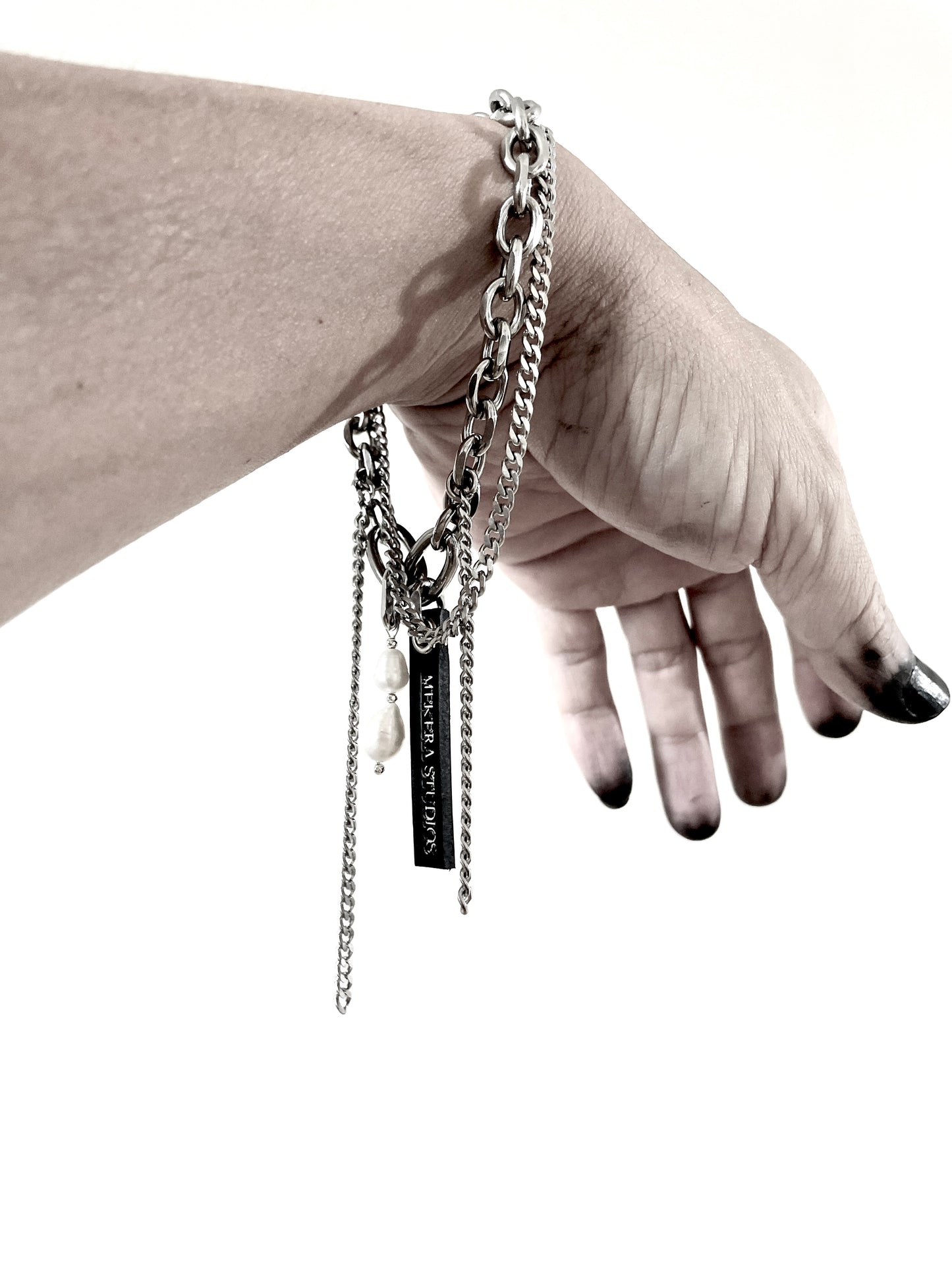 Layered Chain & Pearl Bracelet J-5 Collection { J } - MEKERA STUDIOS