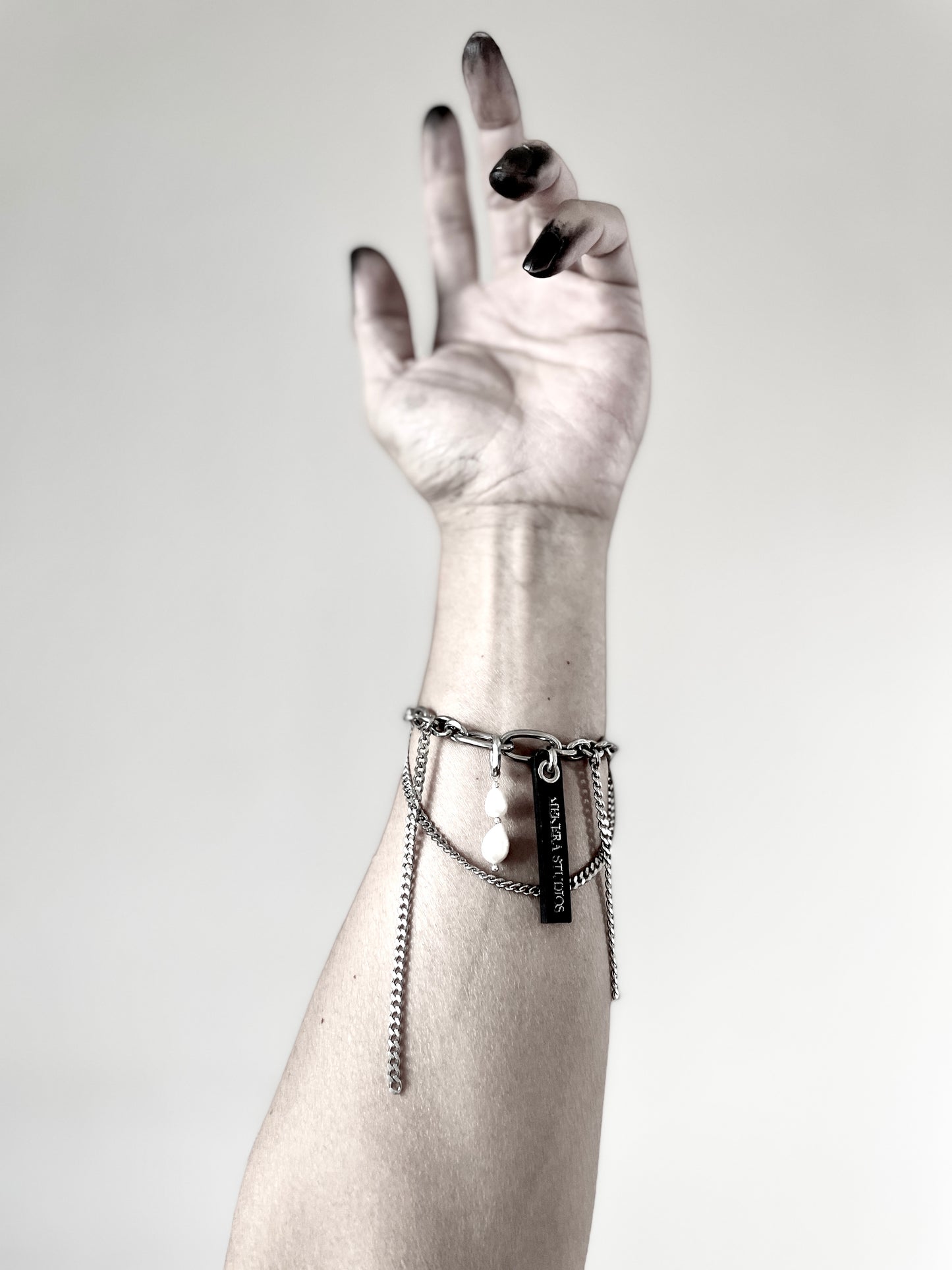 Layered Chain & Pearl Bracelet J-5 Collection { J } - MEKERA STUDIOS