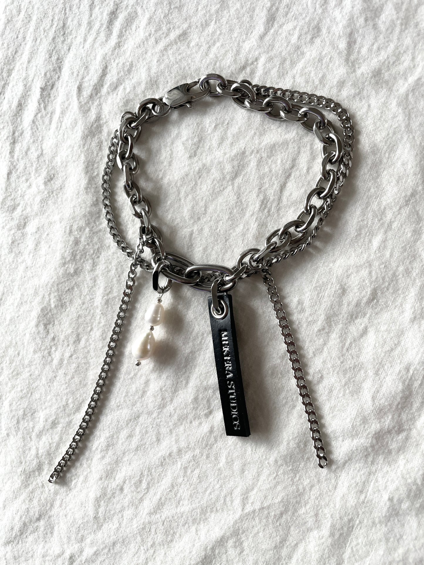 Layered Chain & Pearl Bracelet J-5 Collection { J } - MEKERA STUDIOS