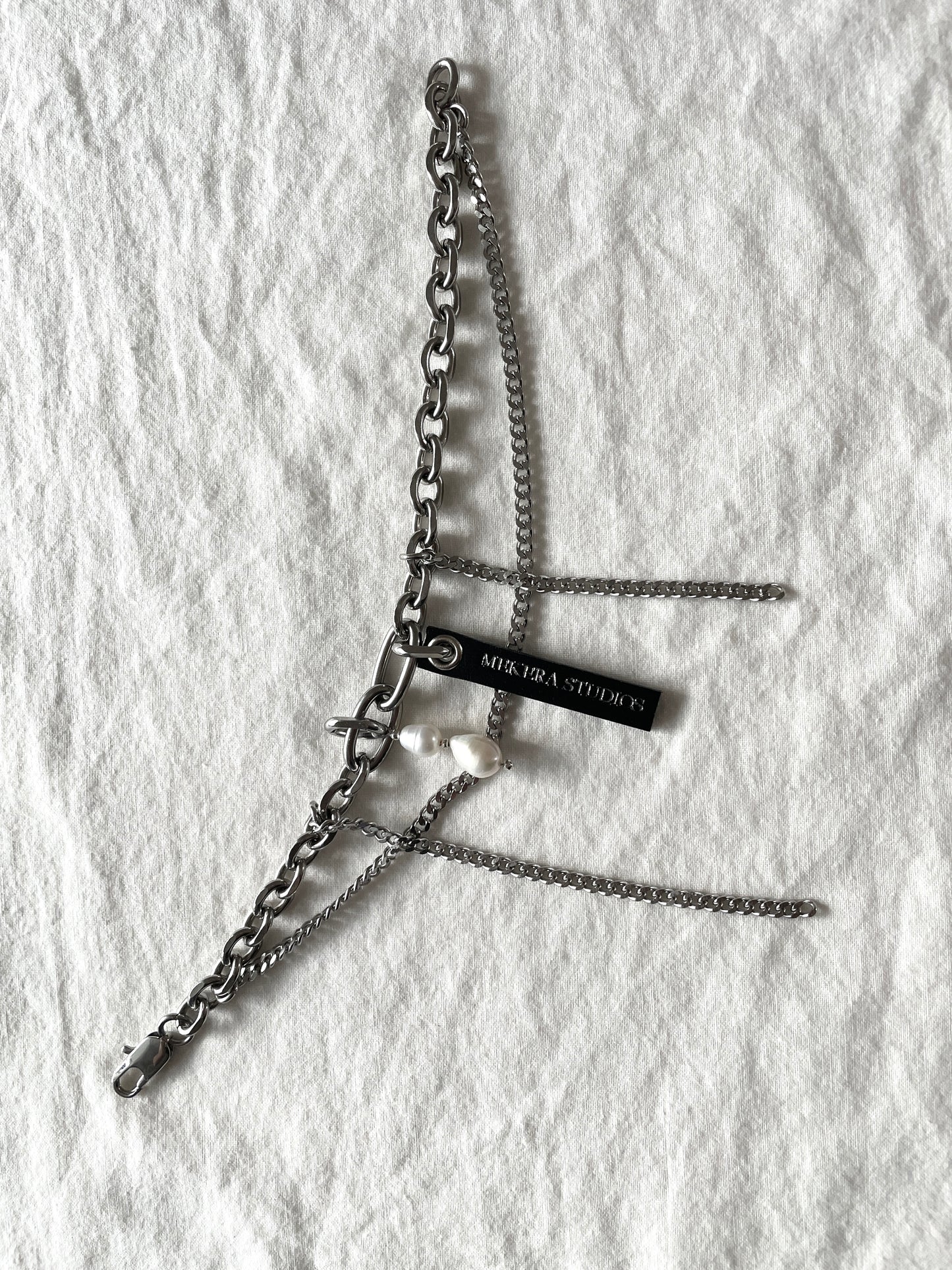 Layered Chain & Pearl Bracelet J-5 Collection { J } - MEKERA STUDIOS