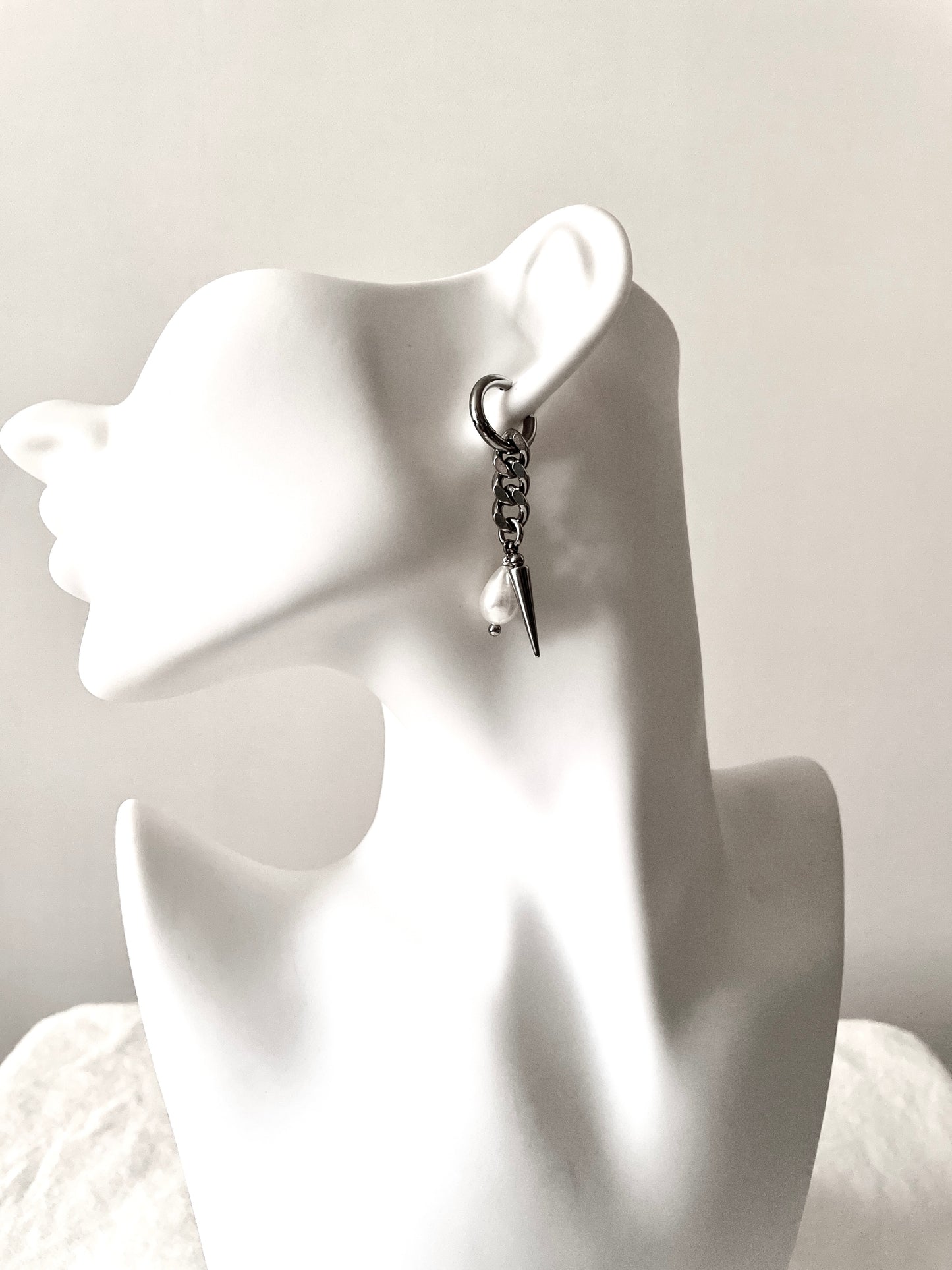 Pearl charm earrings J-8 Collection { J } Spike & Baroque Pearl - MEKERA STUDIOS