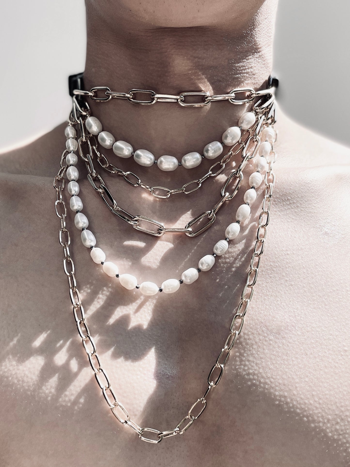 VG4 Limited Edition Leather Choker Pearl Gold Necklace Chain For women For men - MEKERA STUDIOS