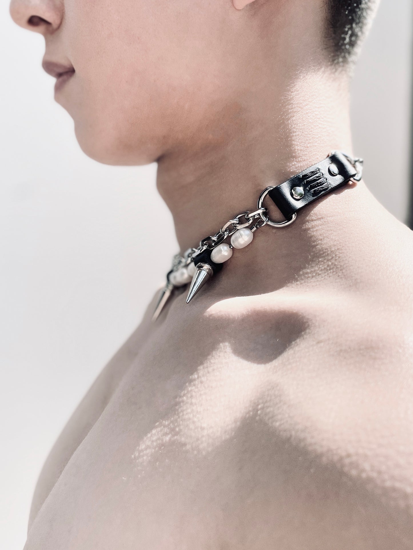 PK2 Pearl Spike Necklace Choker Limited Edition Handcrafted - MEKERA STUDIOS