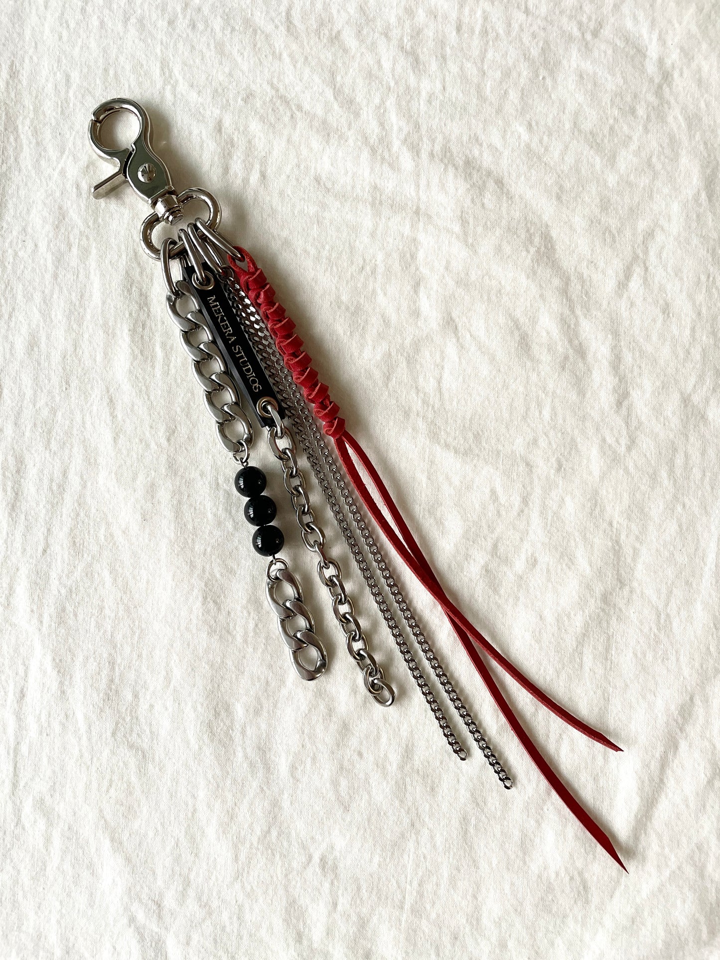 Korean Punk Keychain N-7-RED, Handcrafted Norigae knot Pants chain, limited edition by artisans