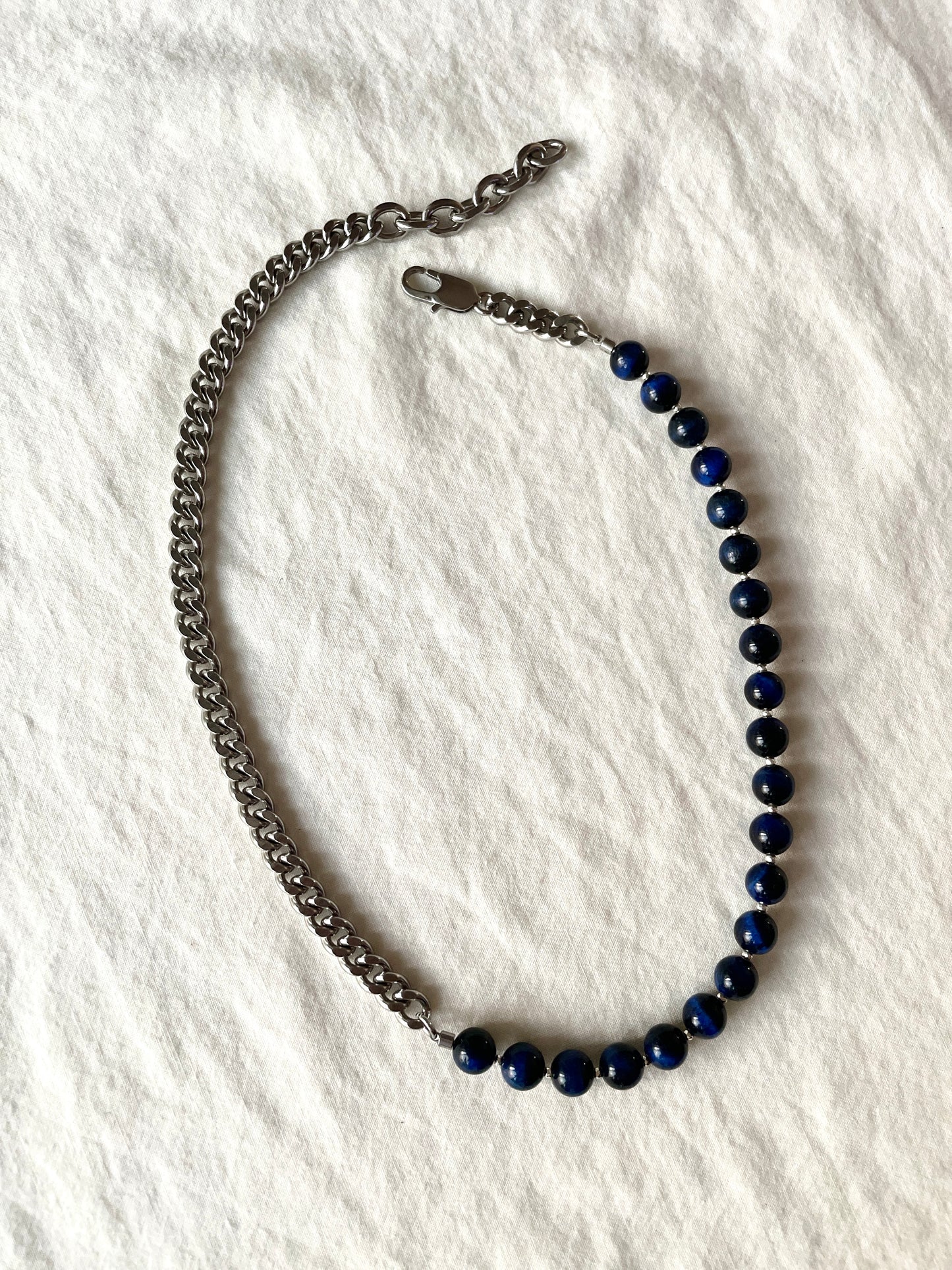 Pearl & Chain Necklace Onyx Tiger's eye NP21 - MEKERA STUDIOS