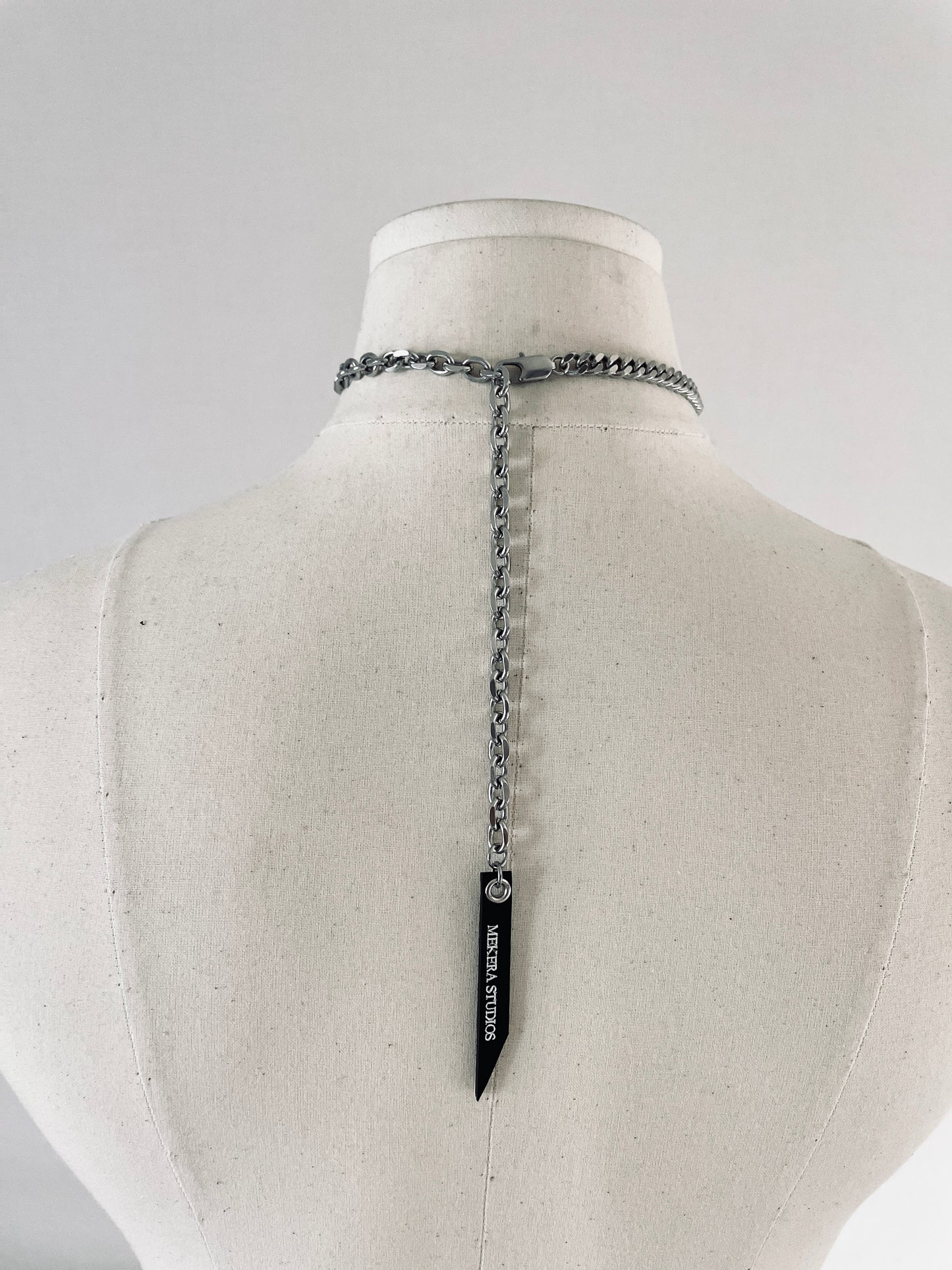 NR1 Leather Ribbon Choker Pearl Spike Limited Edition Handcrafted Necklace For women For men-MEKERA STUDIOS