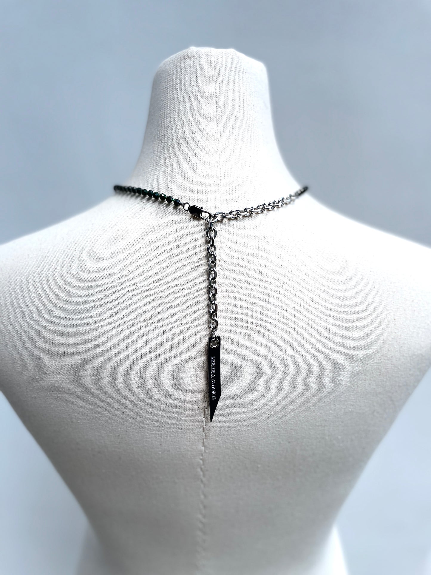 Green Onyx Y Necklace GX1 chain Choker - MEKERA STUDIOS