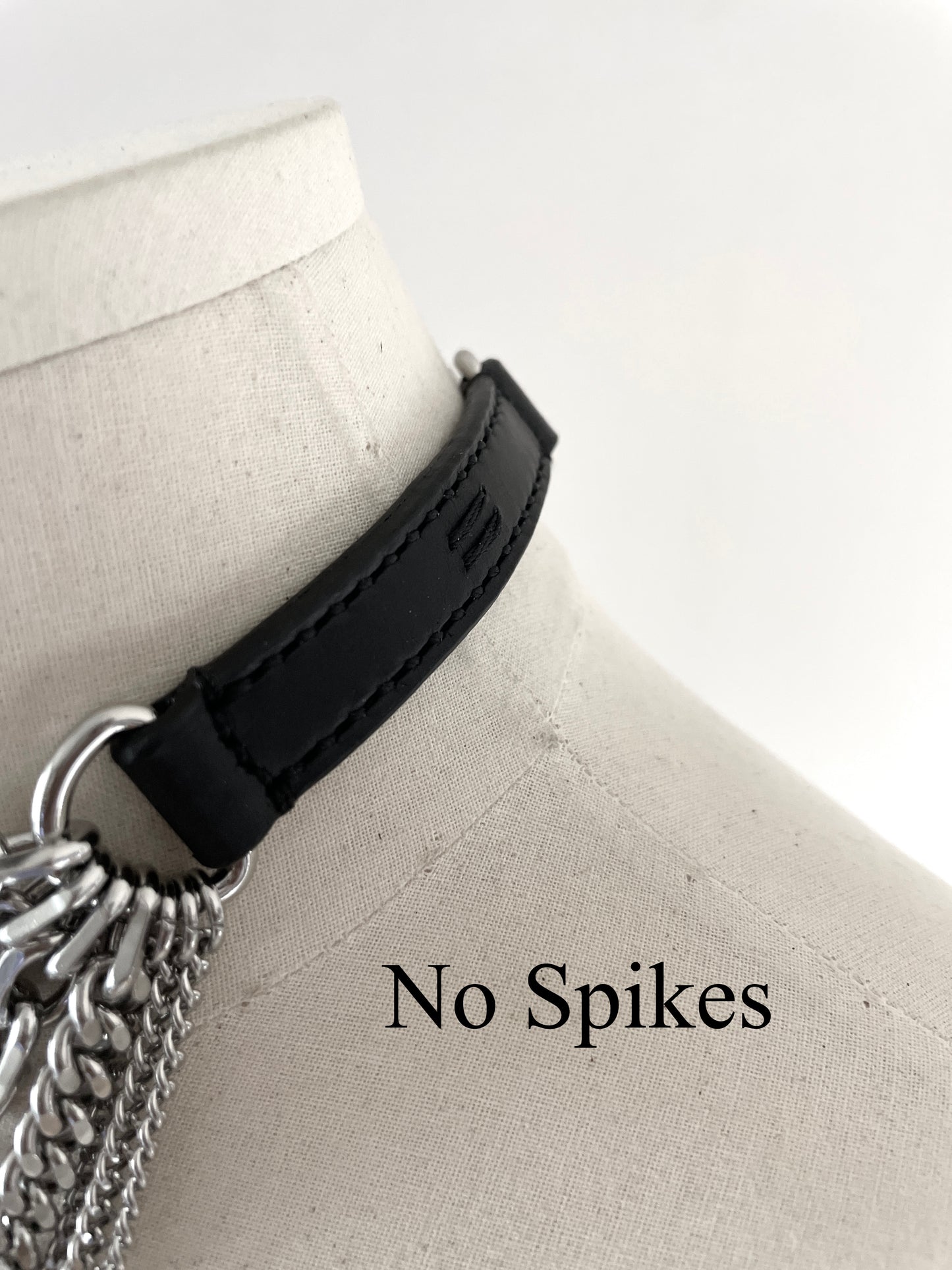 LXX3-SPIKE The Choker - Black Leather Hand stitched - MEKERA STUDIOS