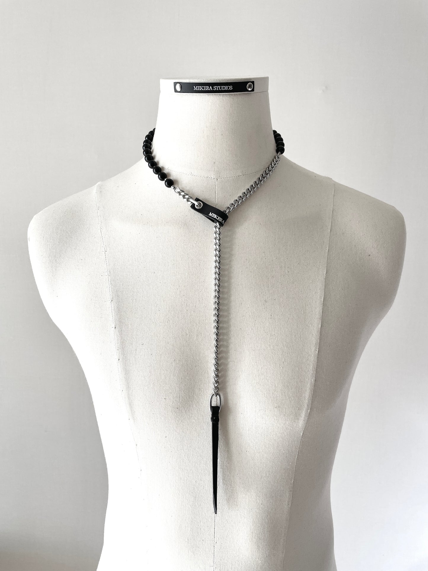 Wings11 - SOAR collection Onyx Leather Chain Necklace Limited Edition Handcrafted - MEKERA STUDIOS