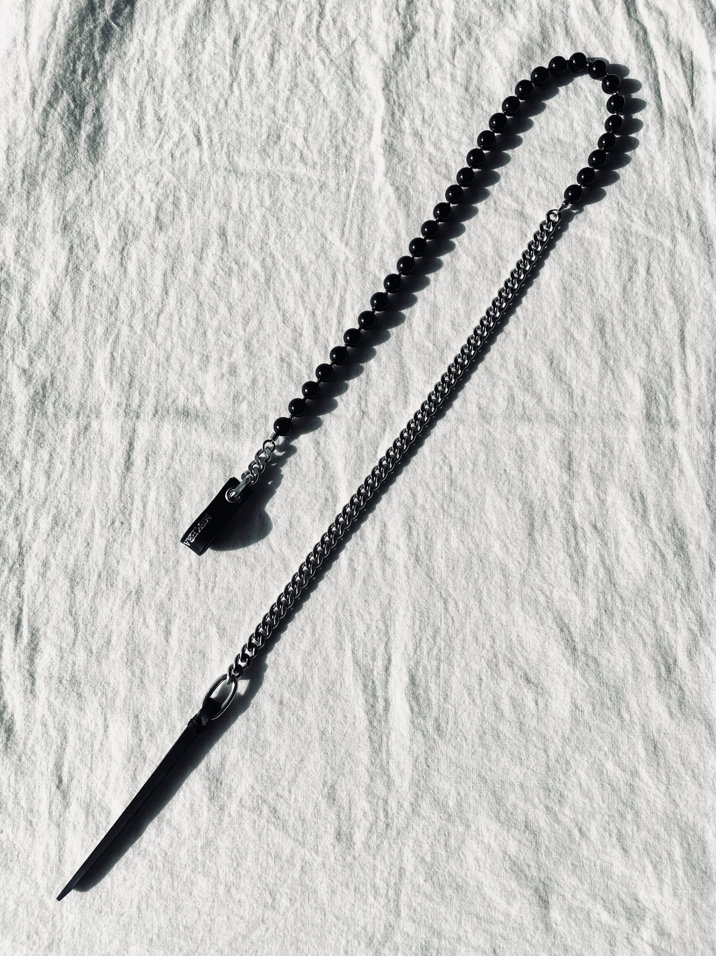 Wings11 - SOAR collection Onyx Leather Chain Necklace Limited Edition Handcrafted - MEKERA STUDIOS