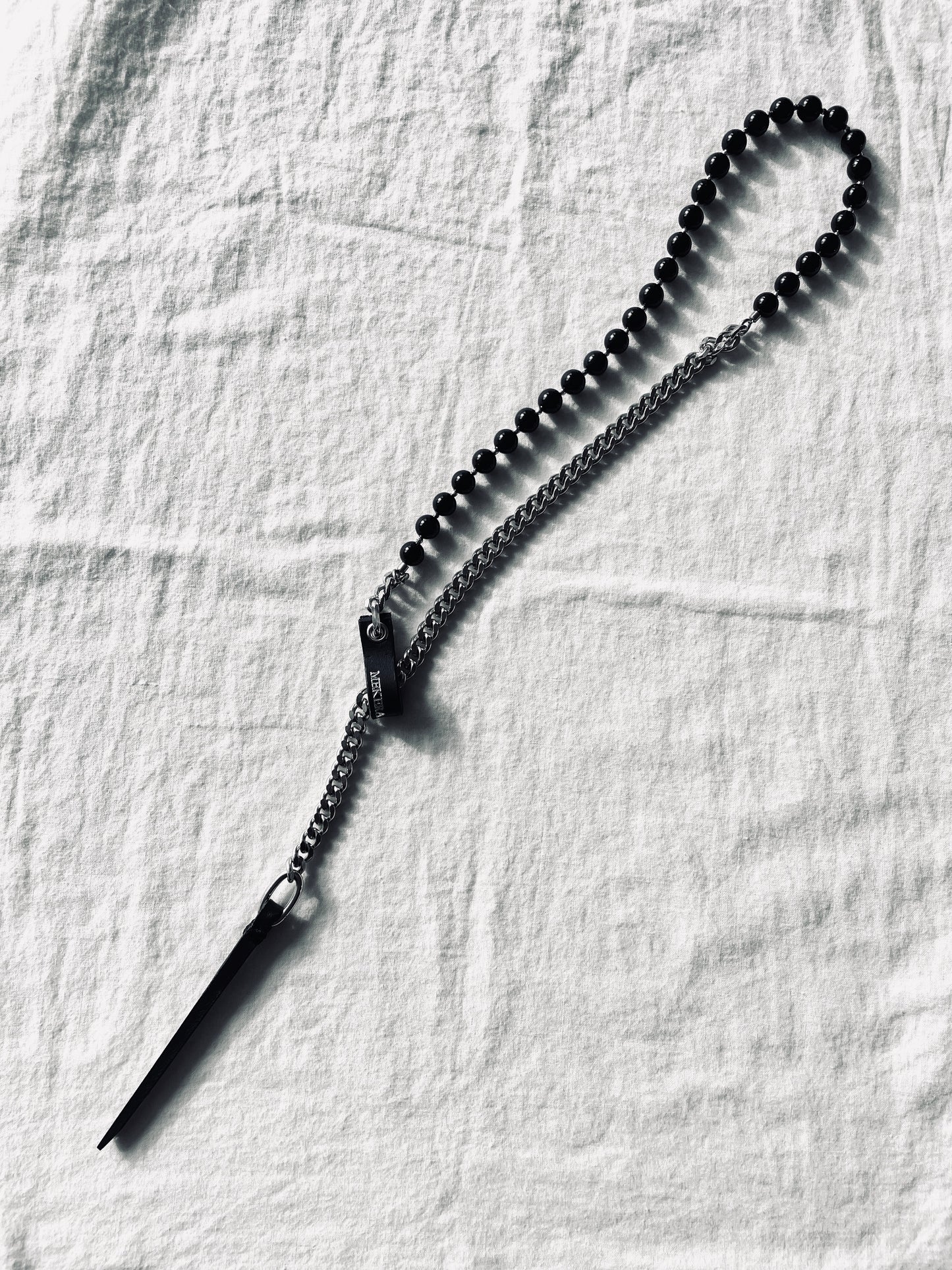 Wings11 - SOAR collection Onyx Leather Chain Necklace Limited Edition Handcrafted - MEKERA STUDIOS