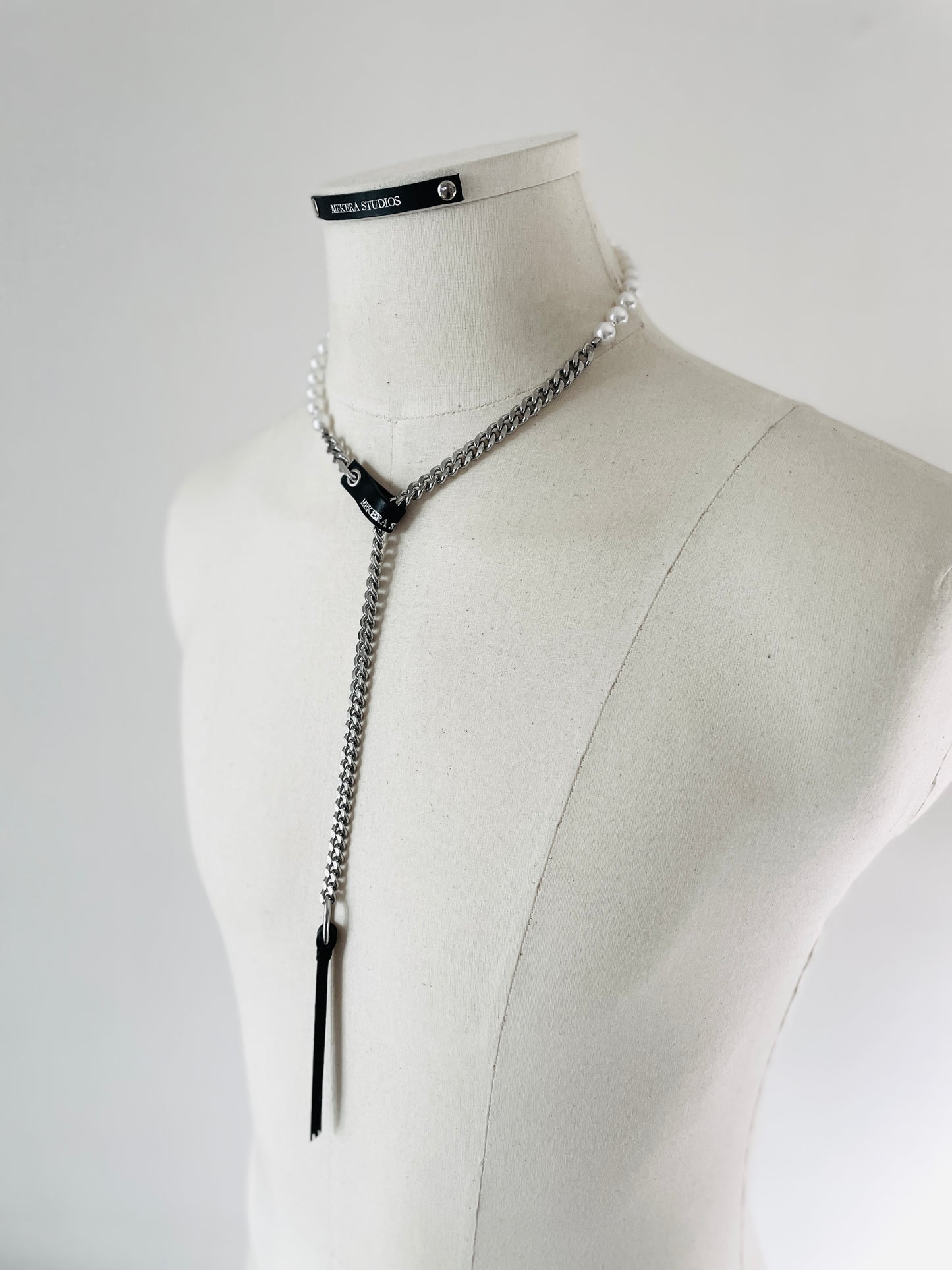 Wings12 - SOAR collection Pearl Leather Chain Necklace Limited Edition Handcrafted - MEKERA STUDIOS