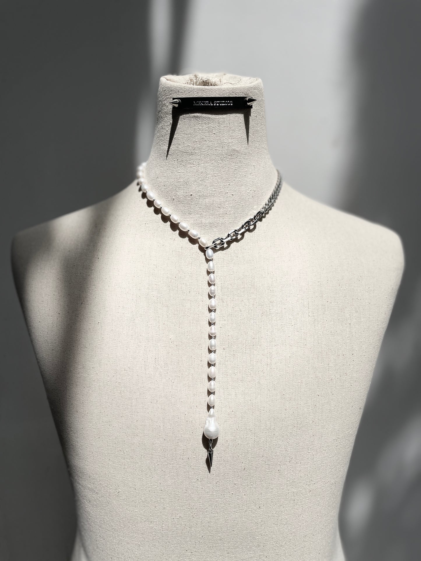 True Pearl Necklace NP16 Y-shaped Limited Edition Handcrafted - MEKERA STUDIOS