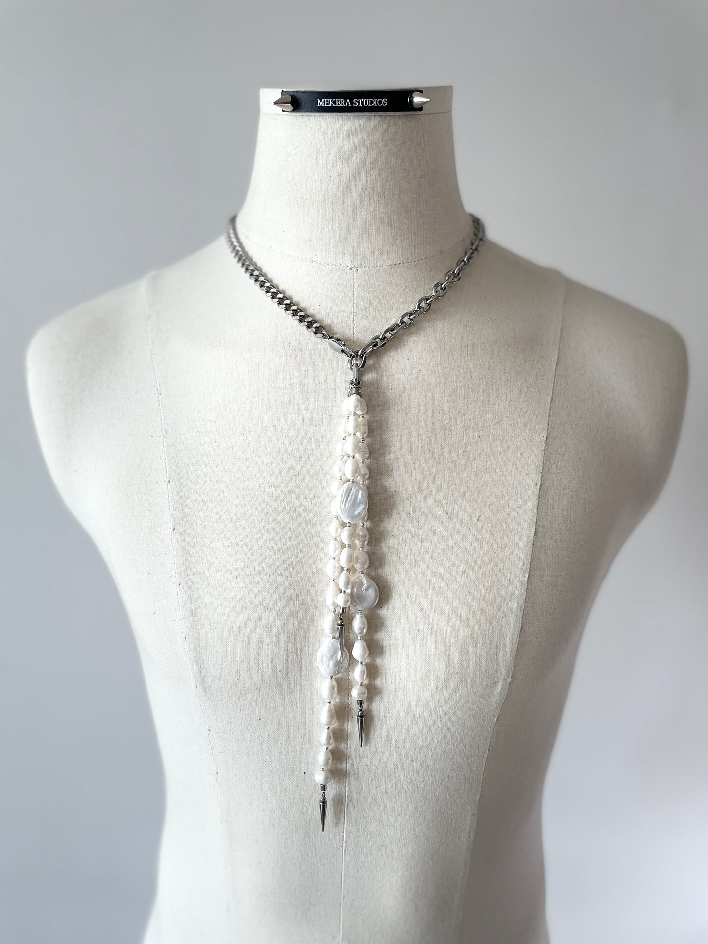 True Pearl Necklace NP17 Y-shaped Limited Edition Handcrafted - MEKERA STUDIOS