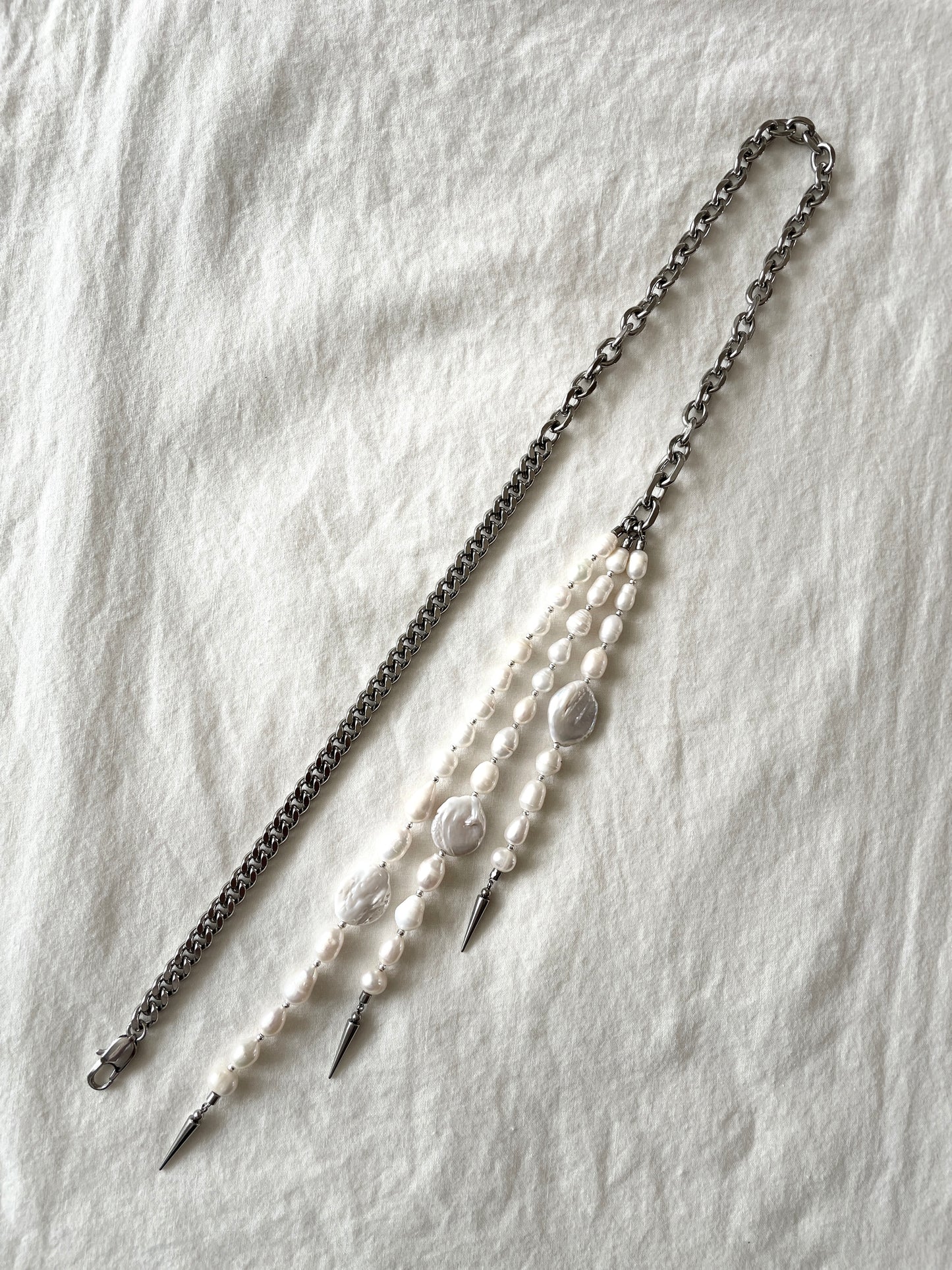 True Pearl Necklace NP17 Y-shaped Limited Edition Handcrafted - MEKERA STUDIOS