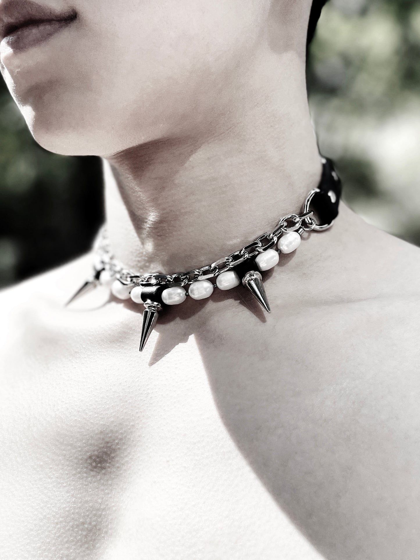 PK2 Pearl Spike Necklace Choker Limited Edition Handcrafted - MEKERA STUDIOS