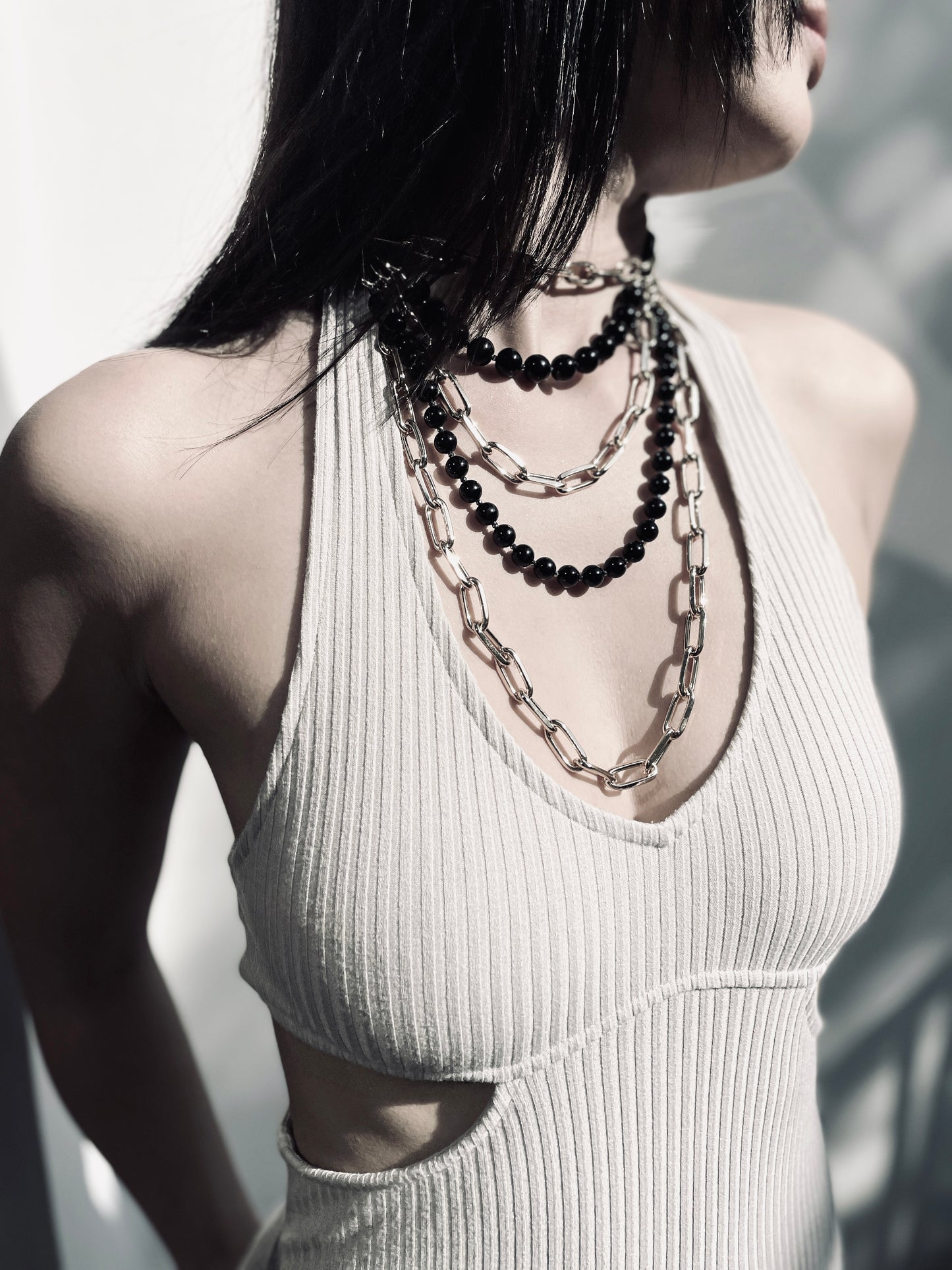 VG3 Limited Edition Leather Choker Onyx Gold Necklace Chain For women For men - MEKERA STUDIOS