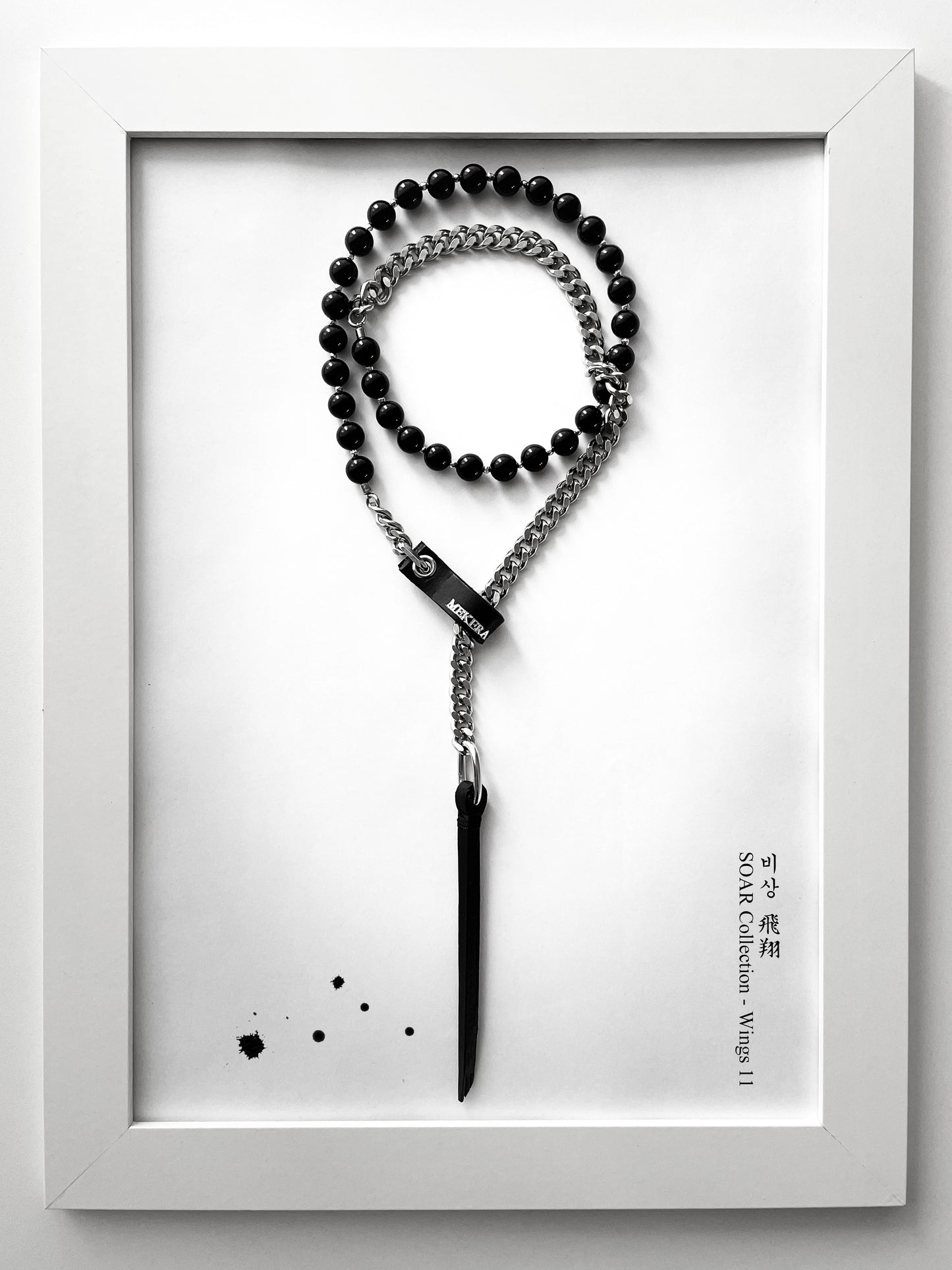 Wings11 - SOAR collection Onyx Leather Chain Necklace Limited Edition Handcrafted - MEKERA STUDIOS