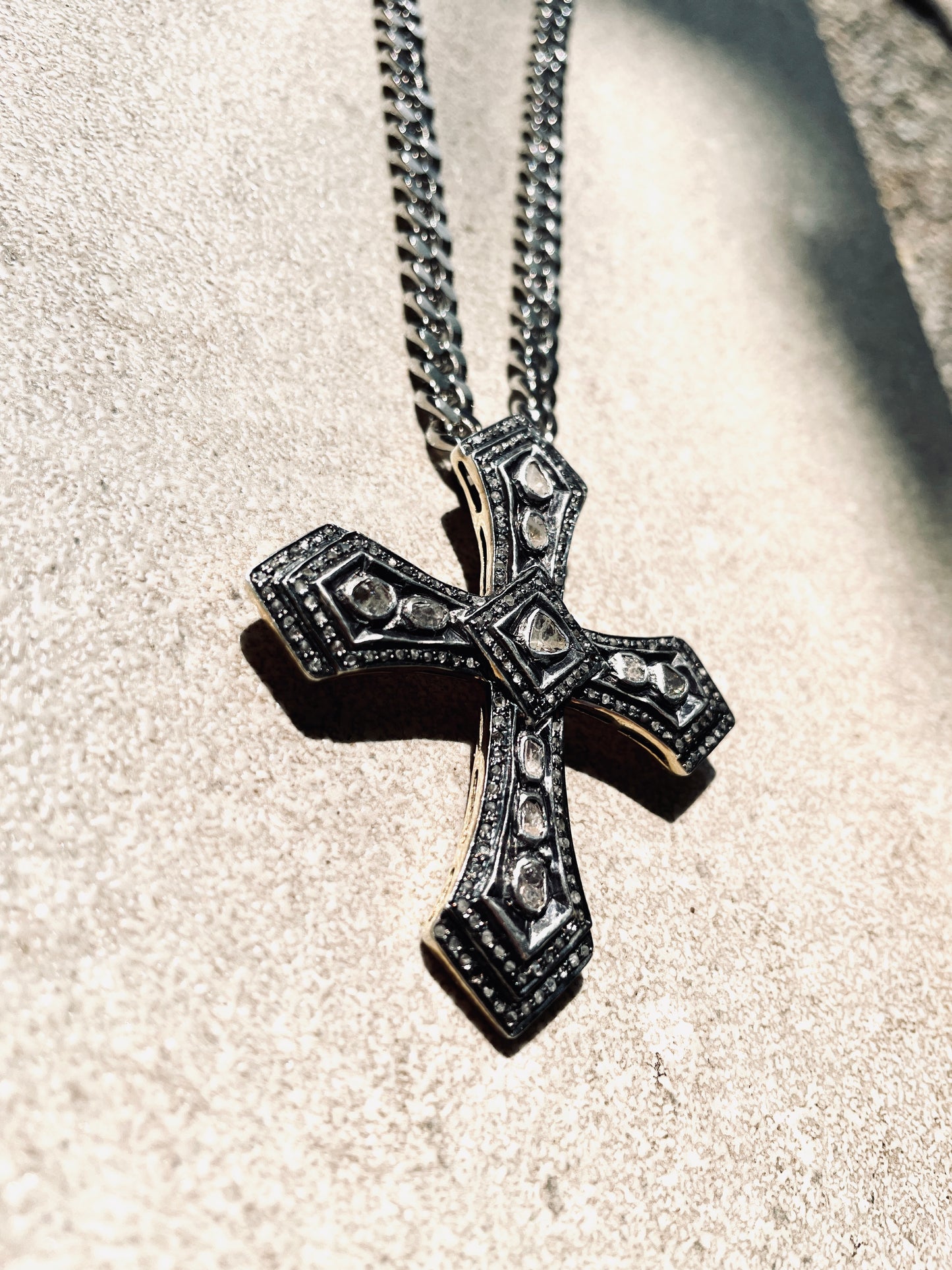 Diamond PDN2 Necklace Cross Long chain - MEKERA STUDIOS