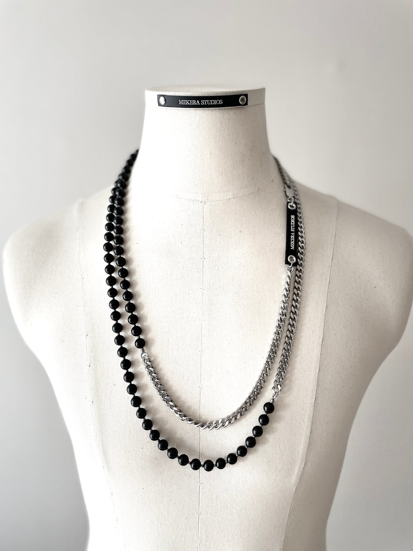 VXS6 Onyx Black Necklace Long chain Choker - MEKERA STUDIOS