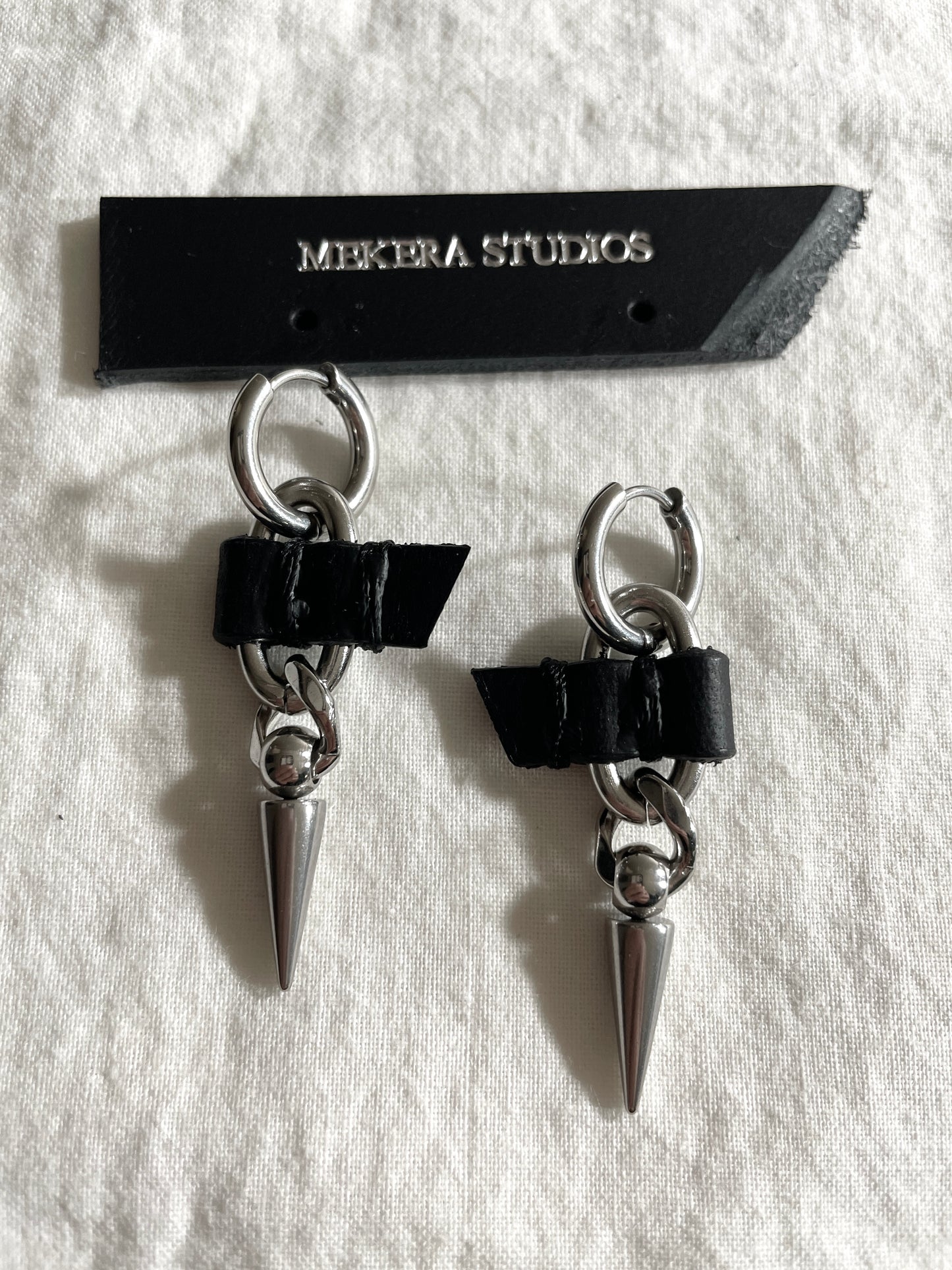 Wings14 Leather Spike Earrings -MEKERA STUDIOS