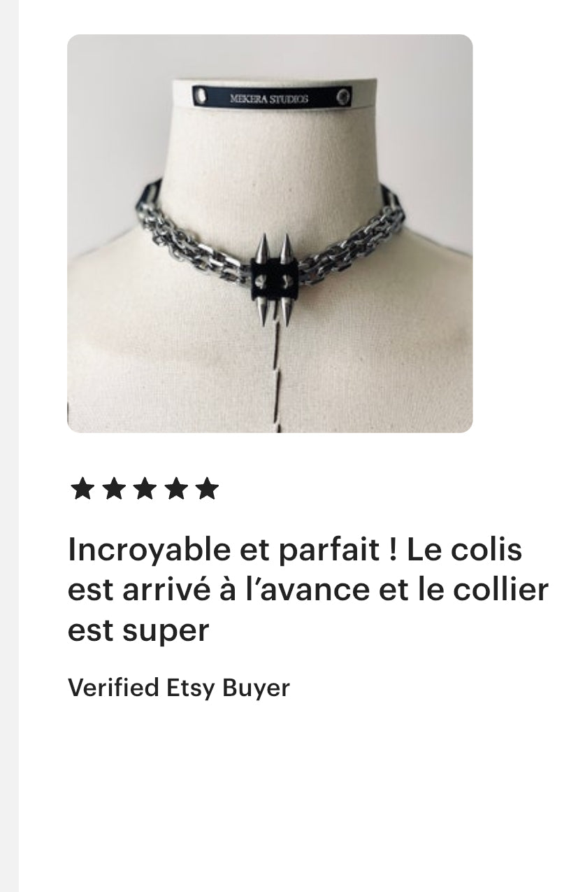 CX1-1 Limited Edition Handcrafted Punk Grunge Goth Gothic Choker Spike Necklace Leather Chain For women For men-MEKERA STUDIOS