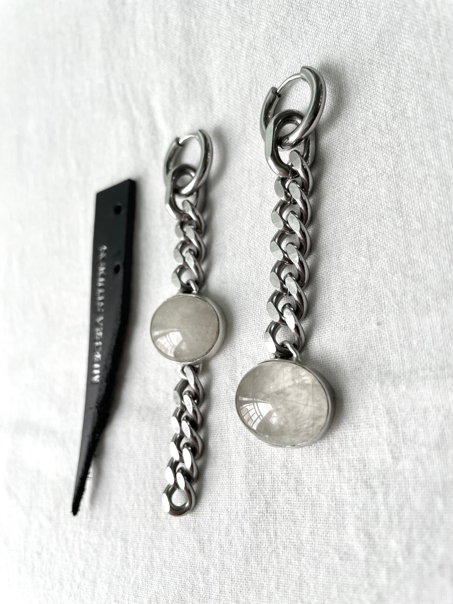 SCE1- Quartz chain Drop Earrings + Necklace Limited Edition Handcrafted gemstone - MEKERA STUDIOS