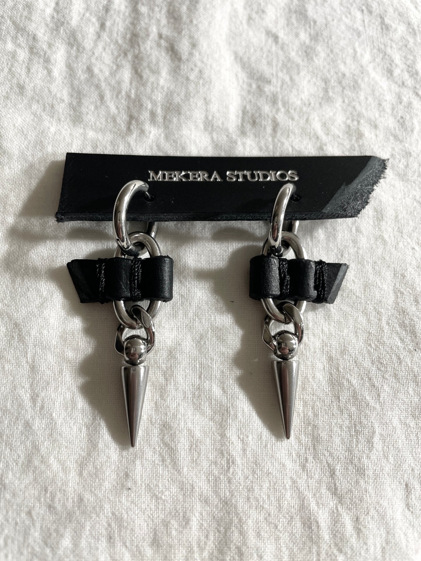 Wings14 Leather Spike Earrings -MEKERA STUDIOS