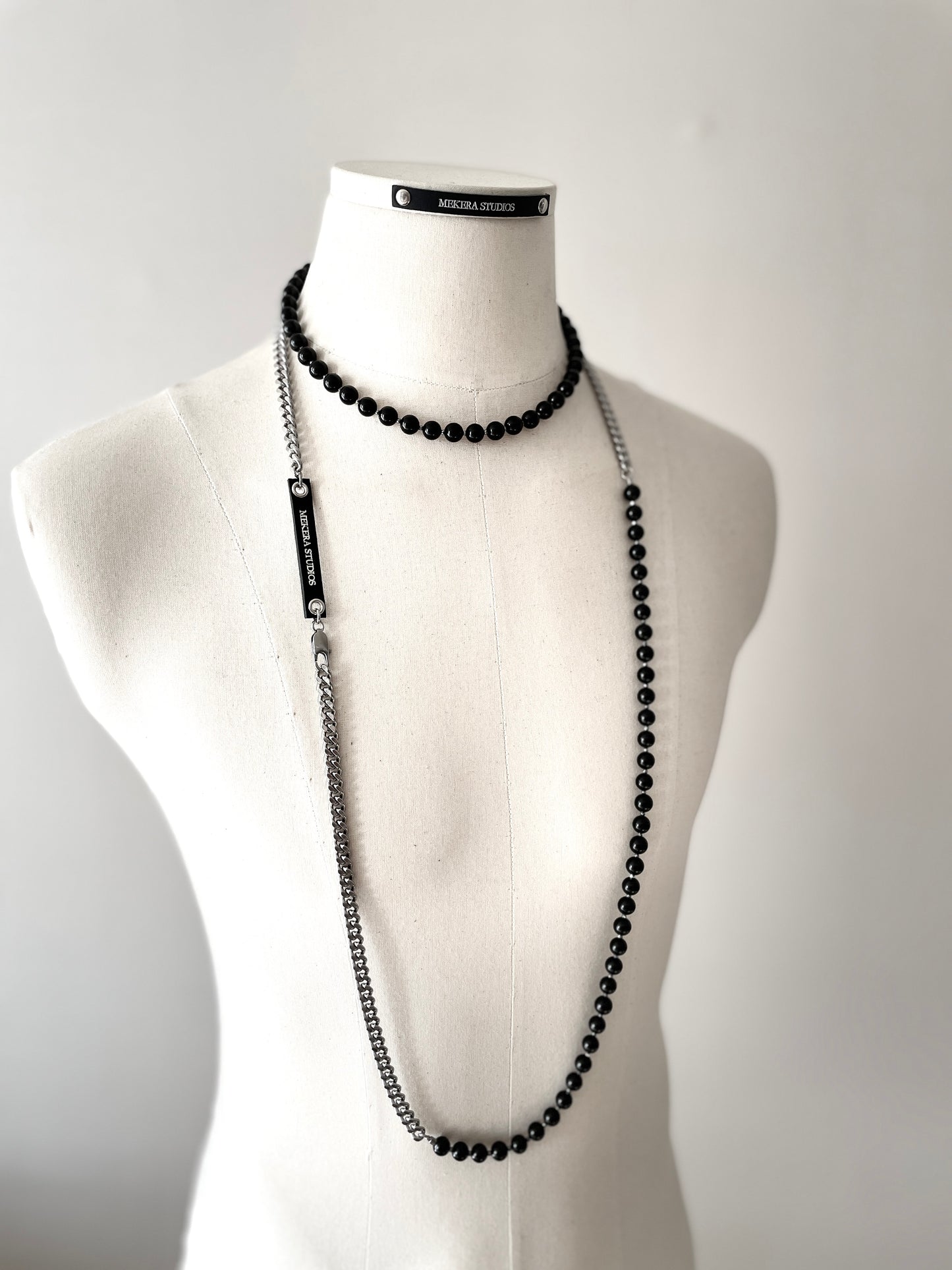 VXS6 Onyx Black Necklace Long chain Choker - MEKERA STUDIOS