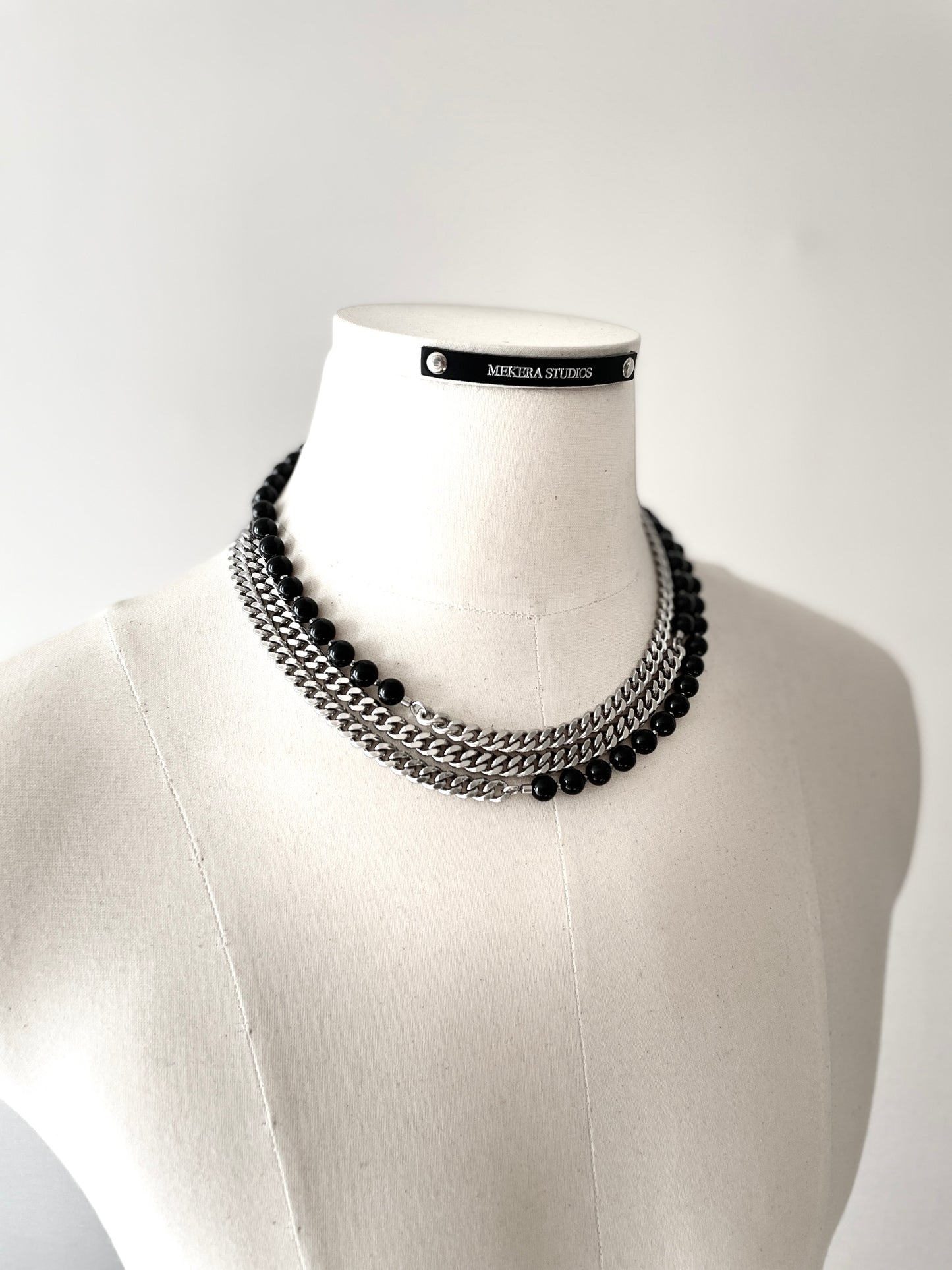 VXS6 Onyx Black Necklace Long chain Choker - MEKERA STUDIOS