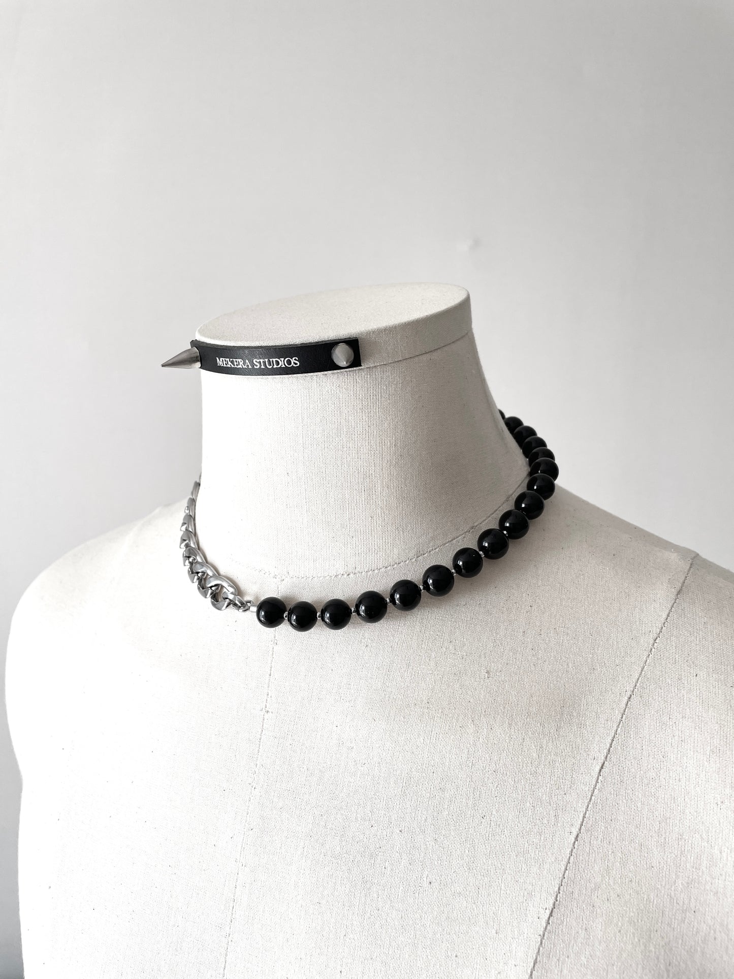 Onyx & Chunky chain Necklace NP20 - MEKERA STUDIOS