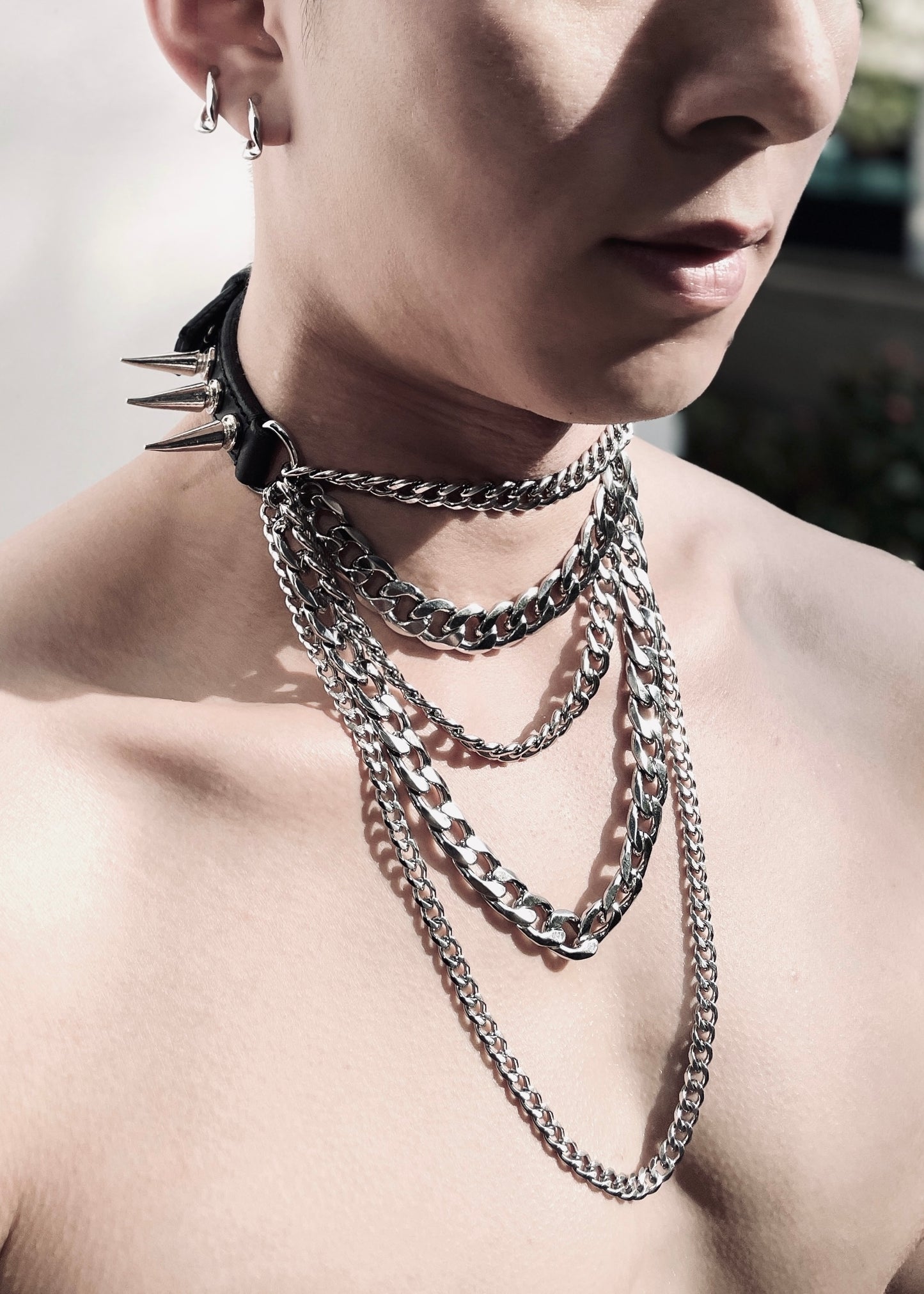 MXS1-SPIKES Limited Edition Handcrafted Leather Choker Necklace Chain For women For men - MEKERA STUDIOS