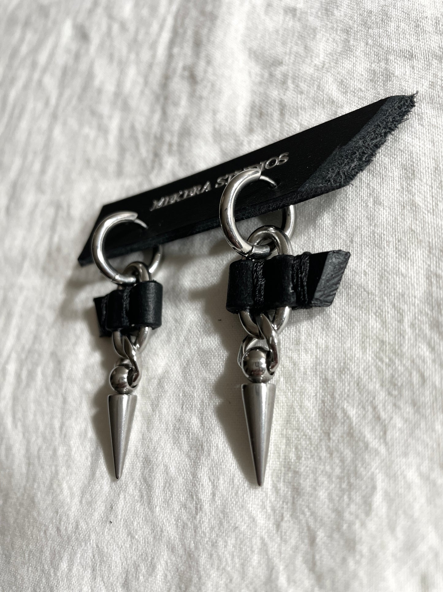 Wings14 Leather Spike Earrings -MEKERA STUDIOS